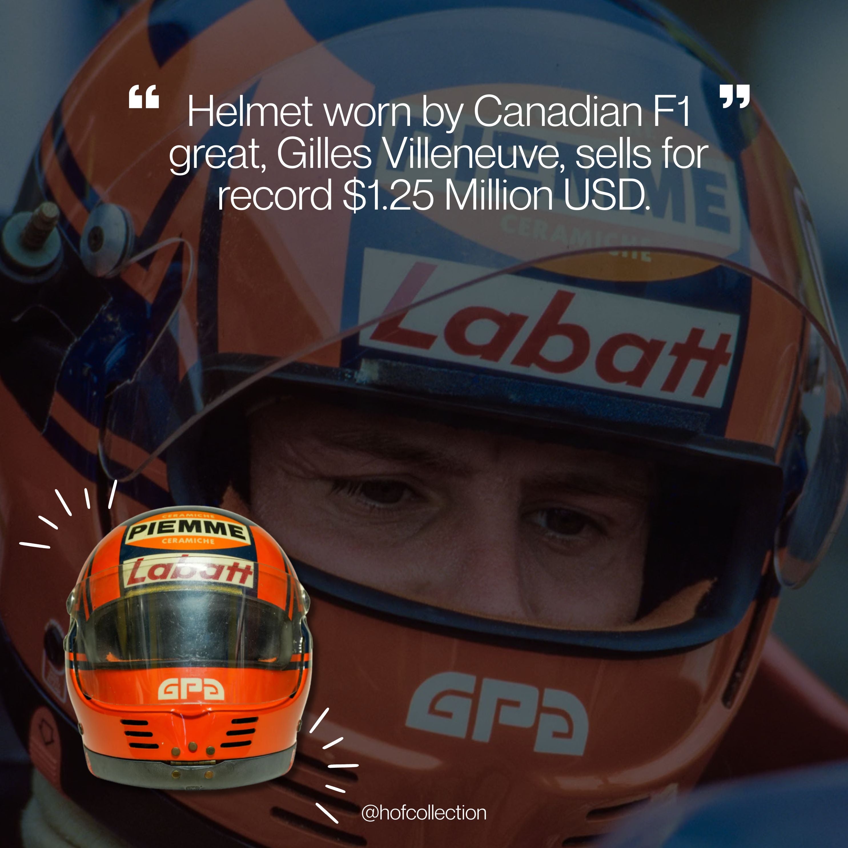 $1.25 Million, World Record Breaking F1 Helmet Sale