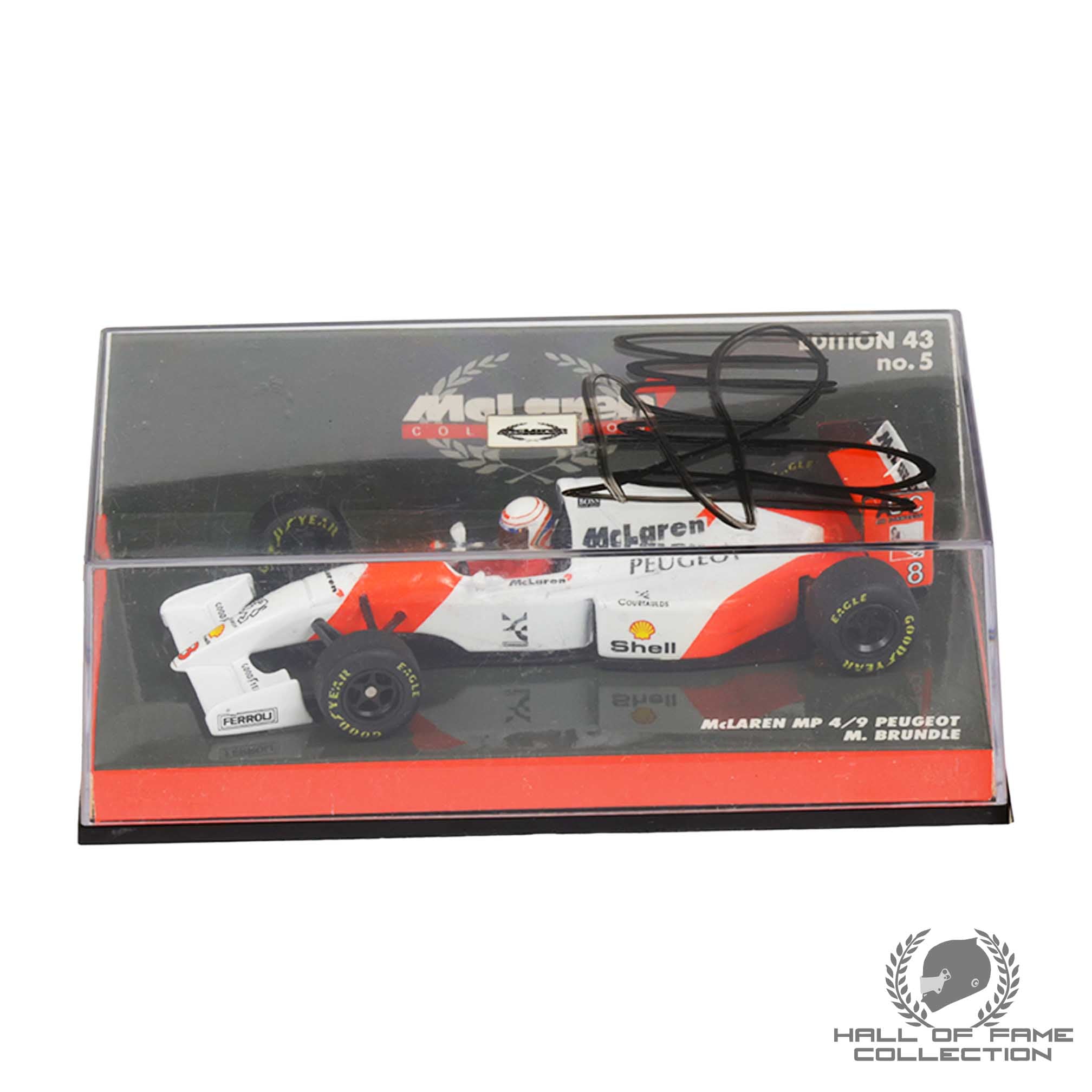1995 Martin Brundle Signed McLaren Peugeot MP49 Minichamps 1:43 F1 Model