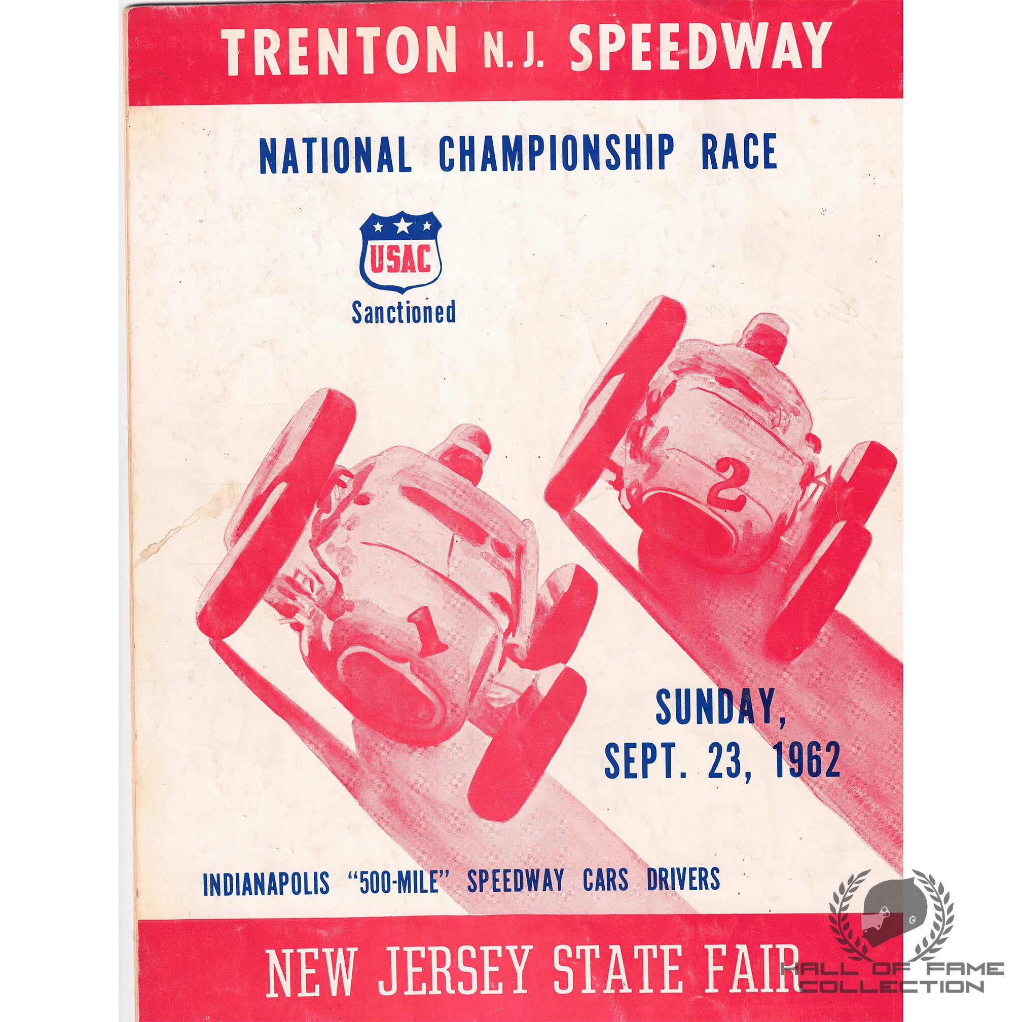 1962 USAC National Championship Trenton Program Signed By Foyt, Jones, Branson & More
