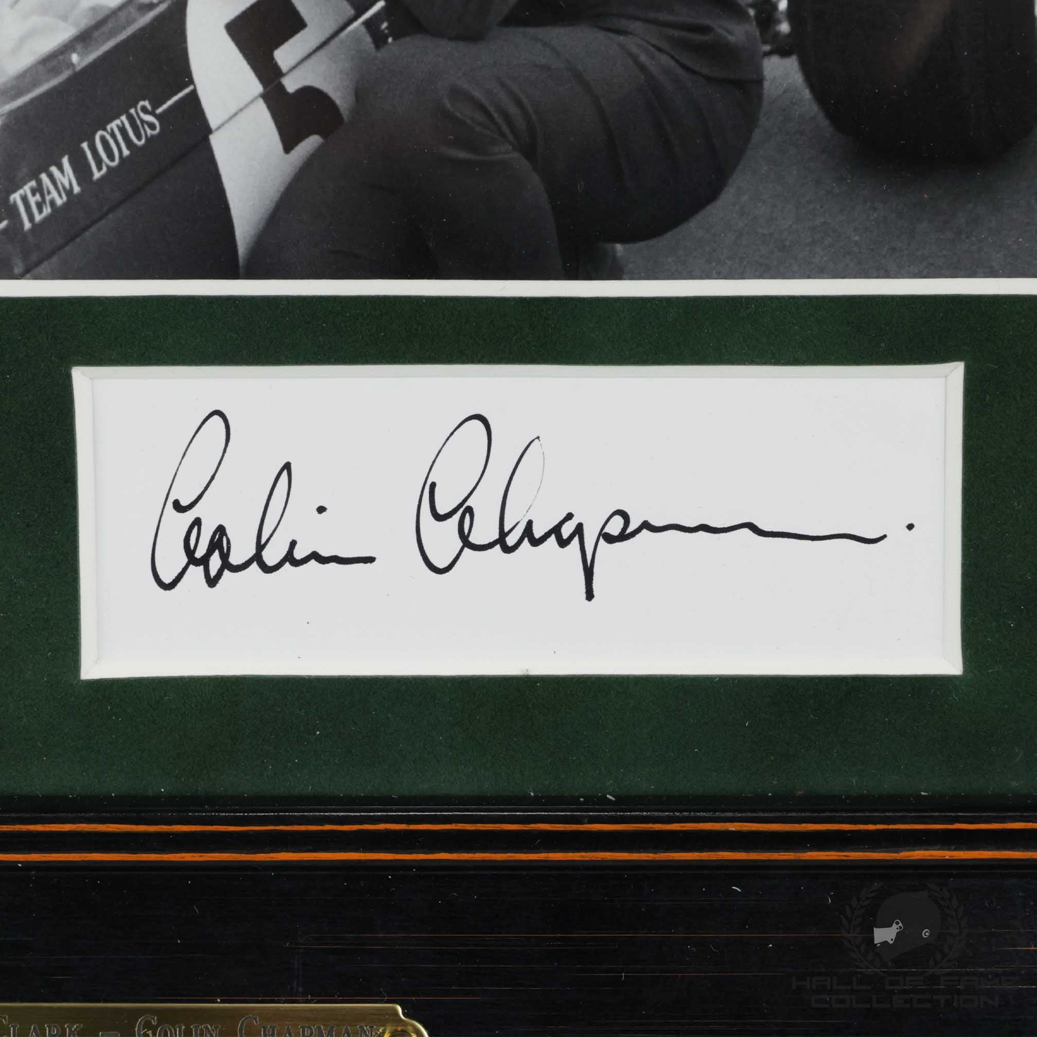 1965 Jim Clark & Colin Chapman British Grand Prix Signed Framed F1 Photo
