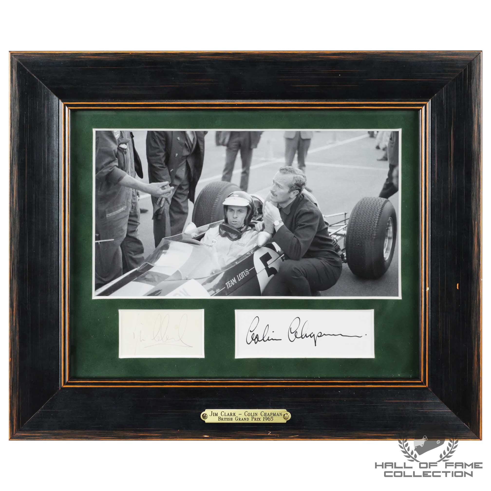 1965 Jim Clark & Colin Chapman British Grand Prix Signed Framed F1 Photo