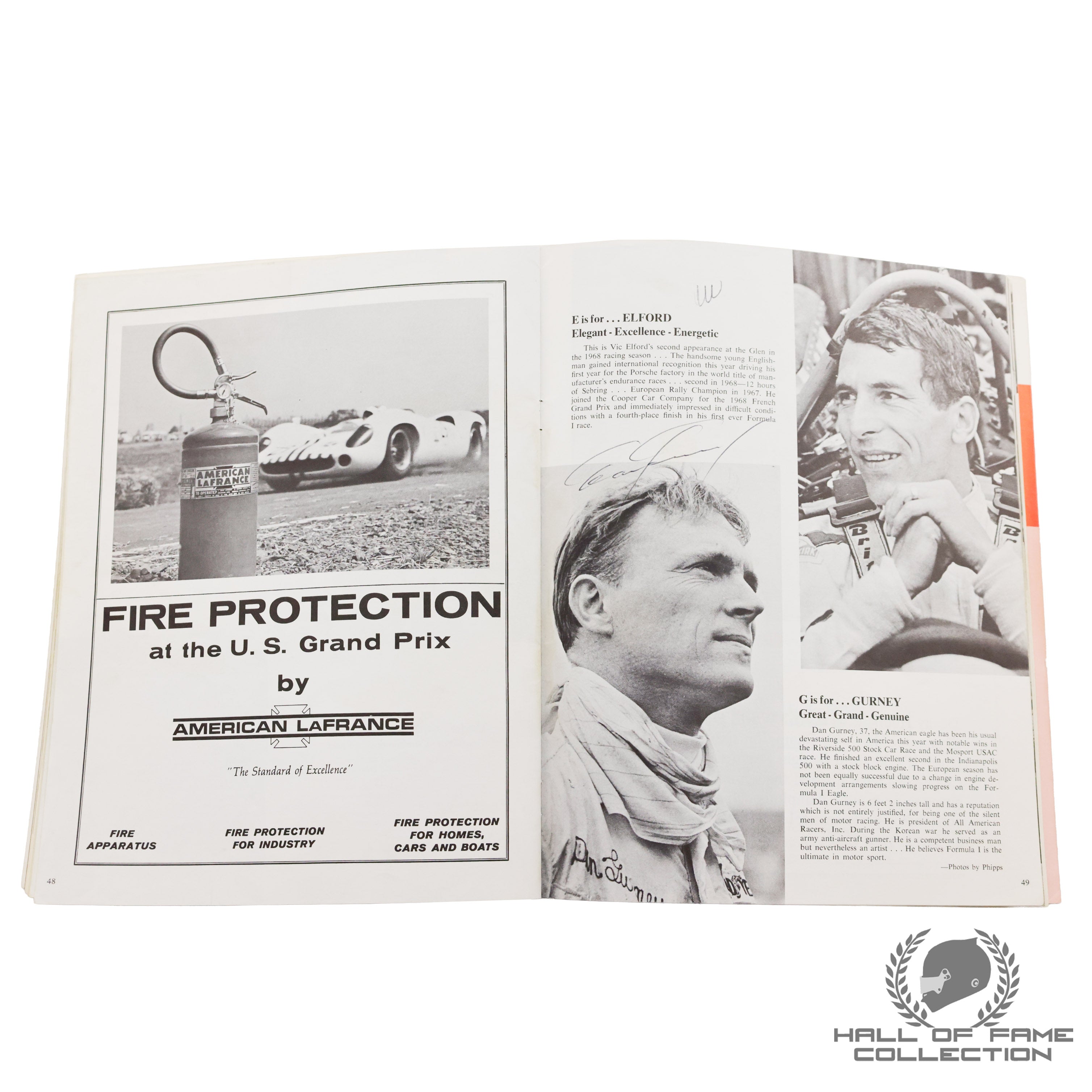 1968 Brabham, Gurney, Hill, Hulme, McLaren, Siffert, Stewart Signed US Grand Prix F1 Program