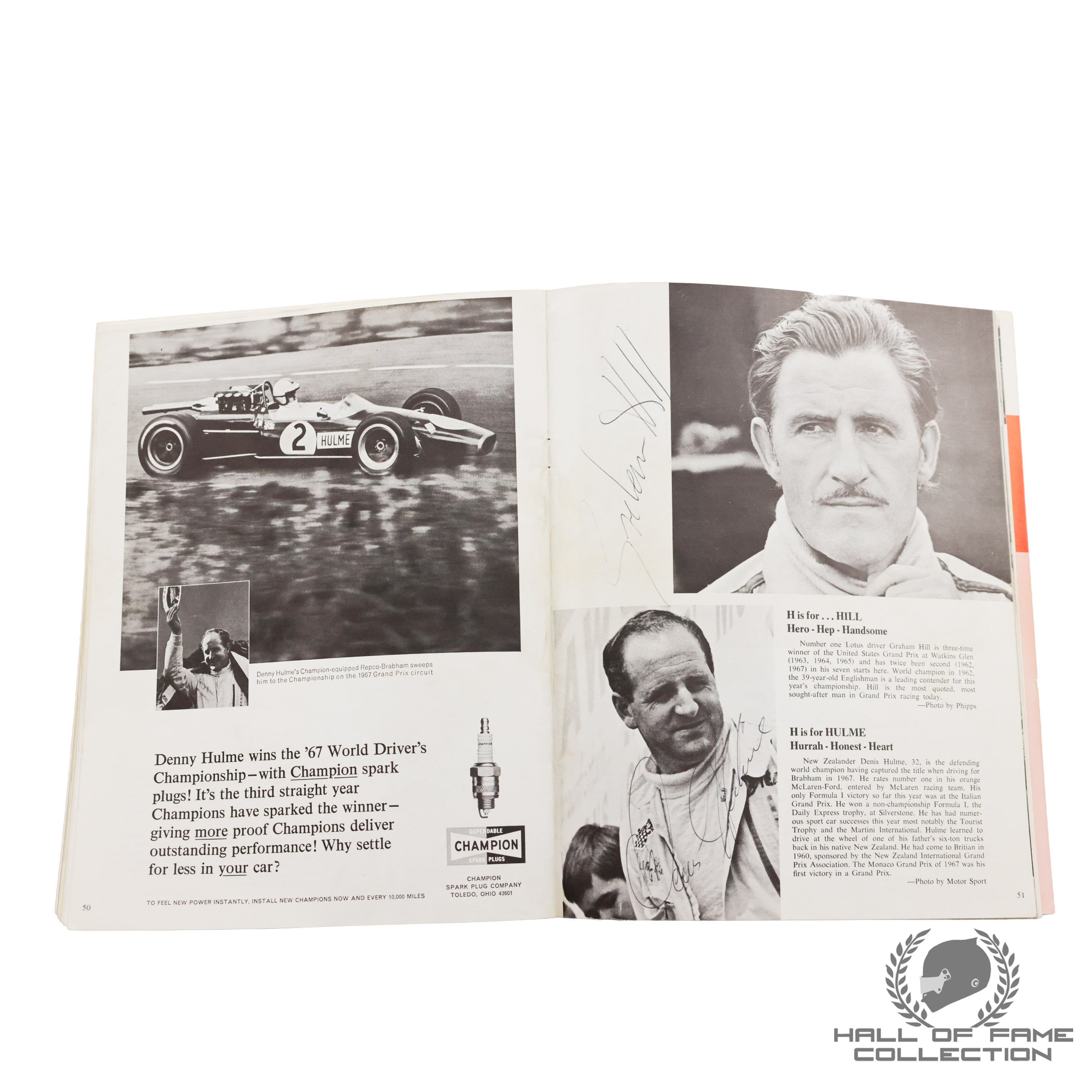 1968 Brabham, Gurney, Hill, Hulme, McLaren, Siffert, Stewart Signed US Grand Prix F1 Program