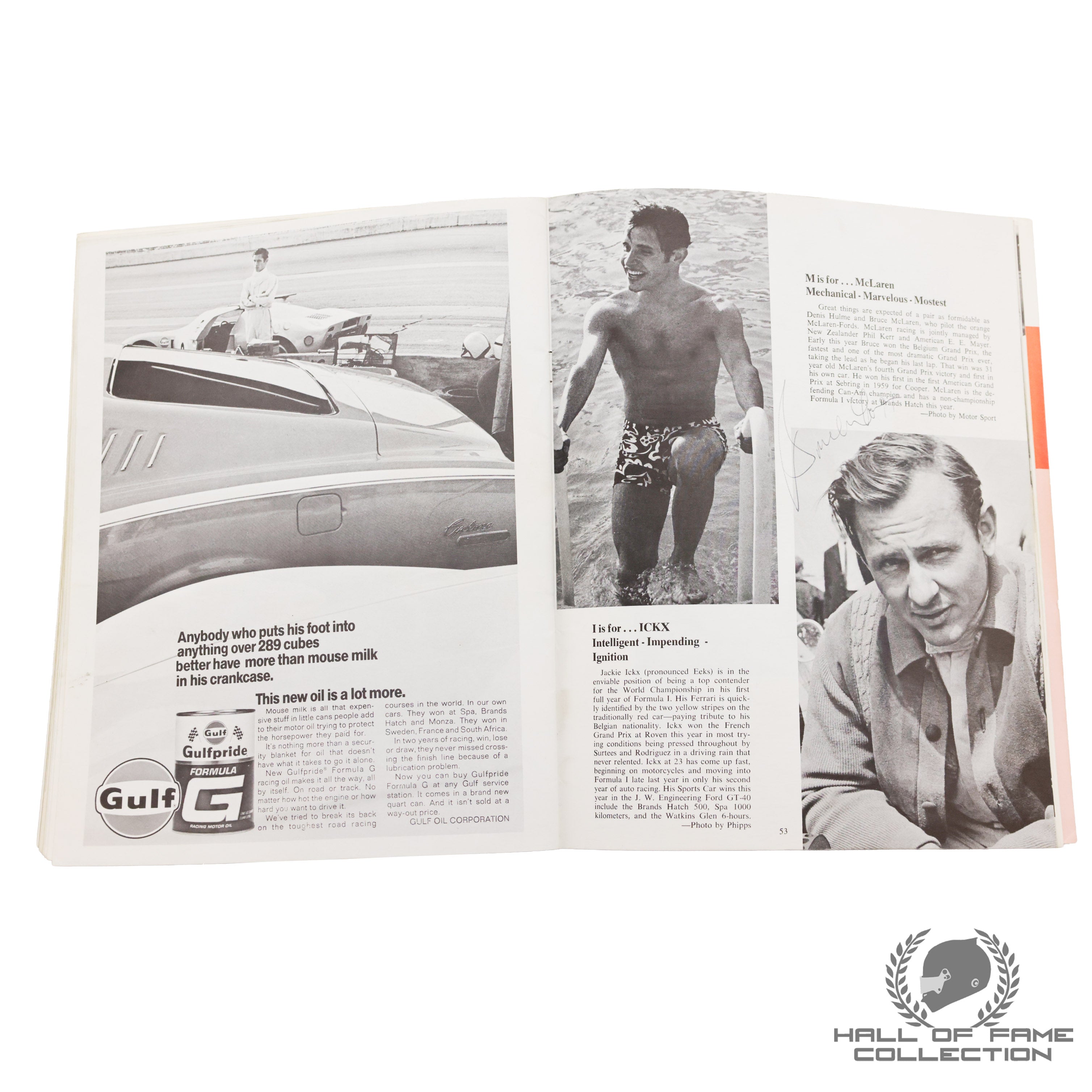 1968 Brabham, Gurney, Hill, Hulme, McLaren, Siffert, Stewart Signed US Grand Prix F1 Program