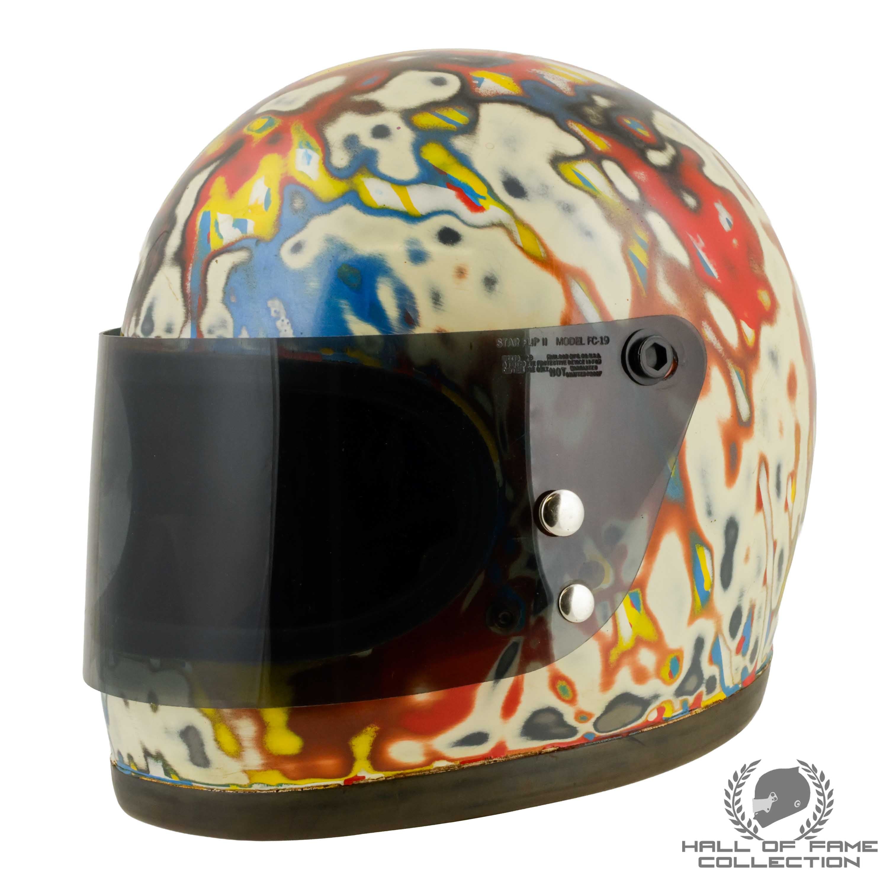 1970's Cy Fairchild Race Worn USAC Sprint Car Bell Star Helmet