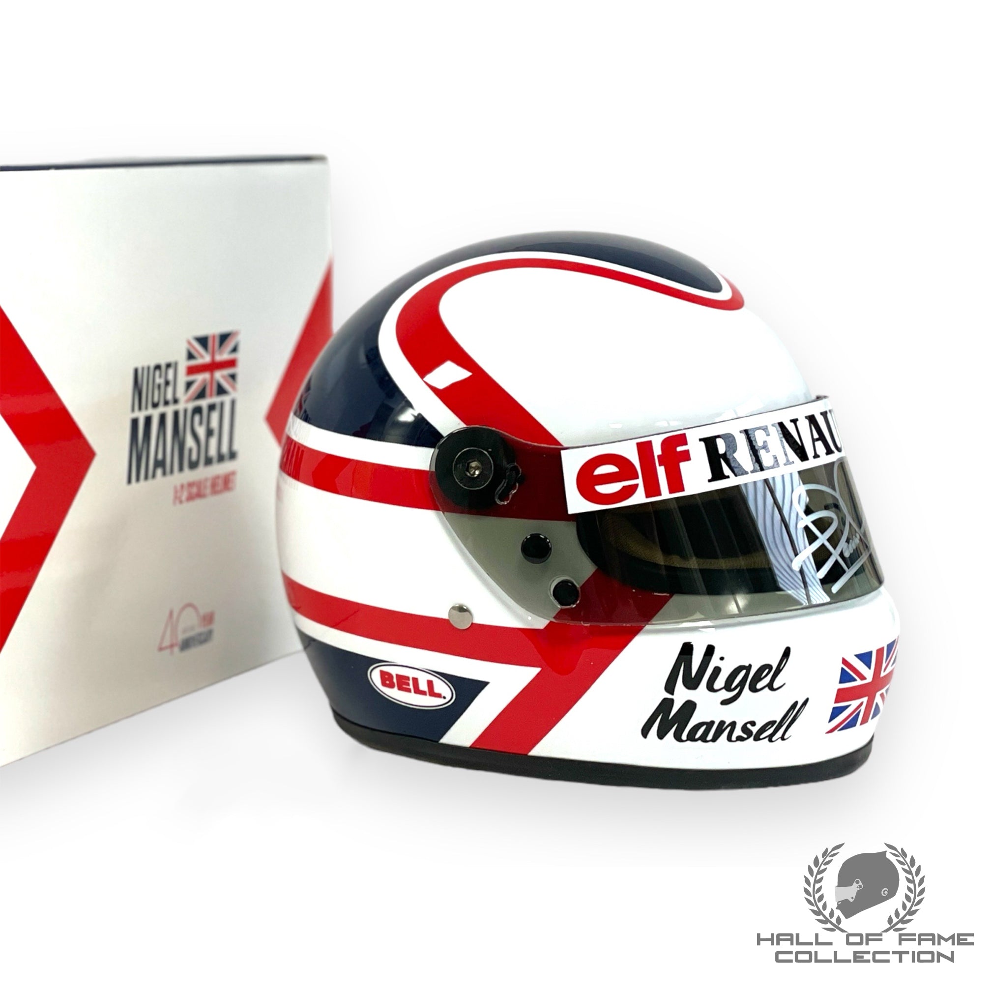 1983 Nigel Mansell Signed 1/2 Scale Bell Lotus F1 Helmet
