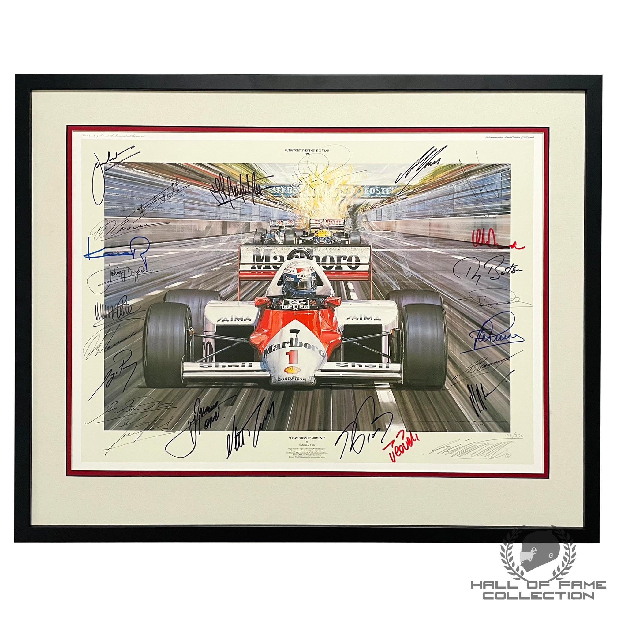 1986 Australia Grand Prix Fully Signed Framed Limited Edition F1 Print