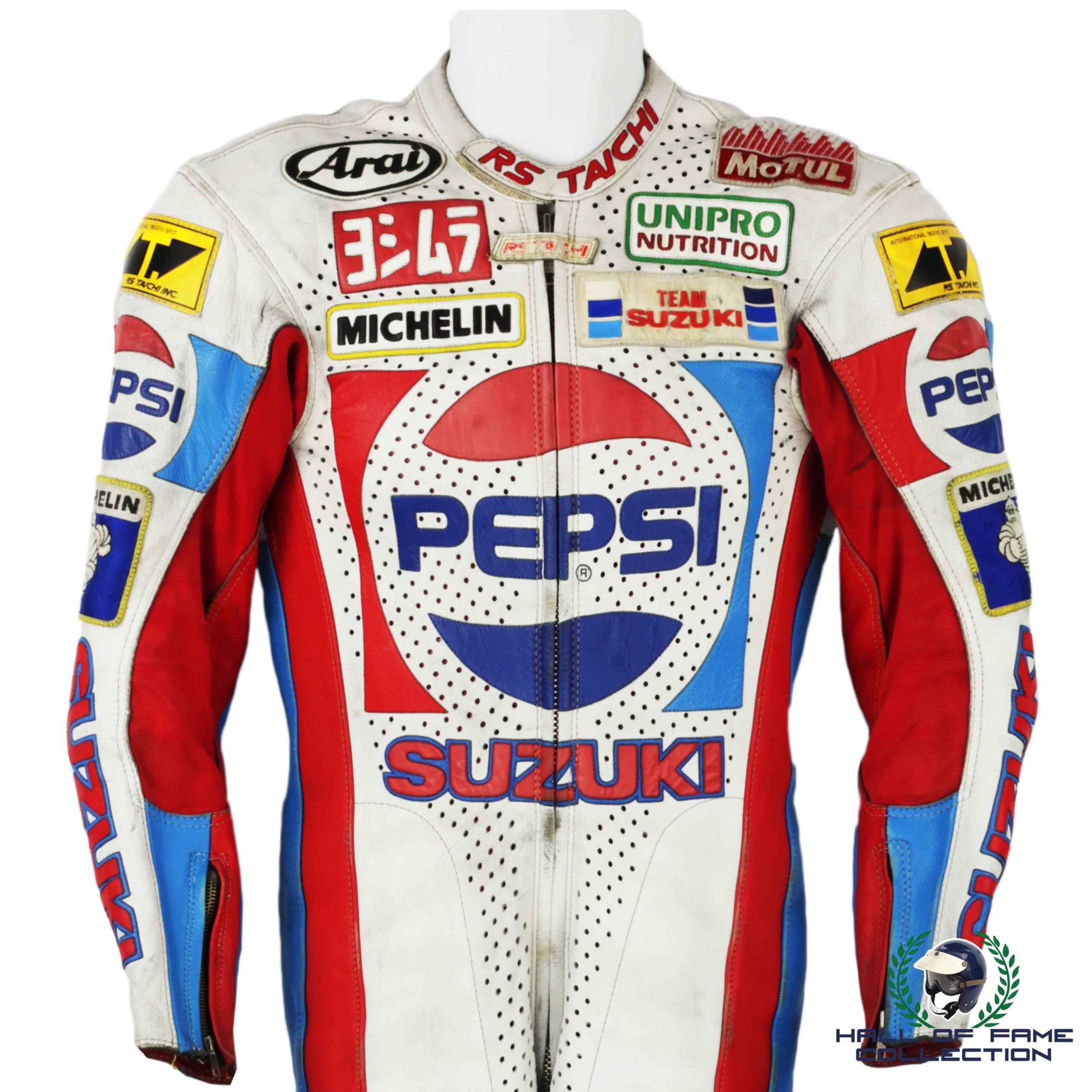 1988 Kevin Schwantz Race Used Pepsi Suzuki 500cc Grand Prix Leathers
