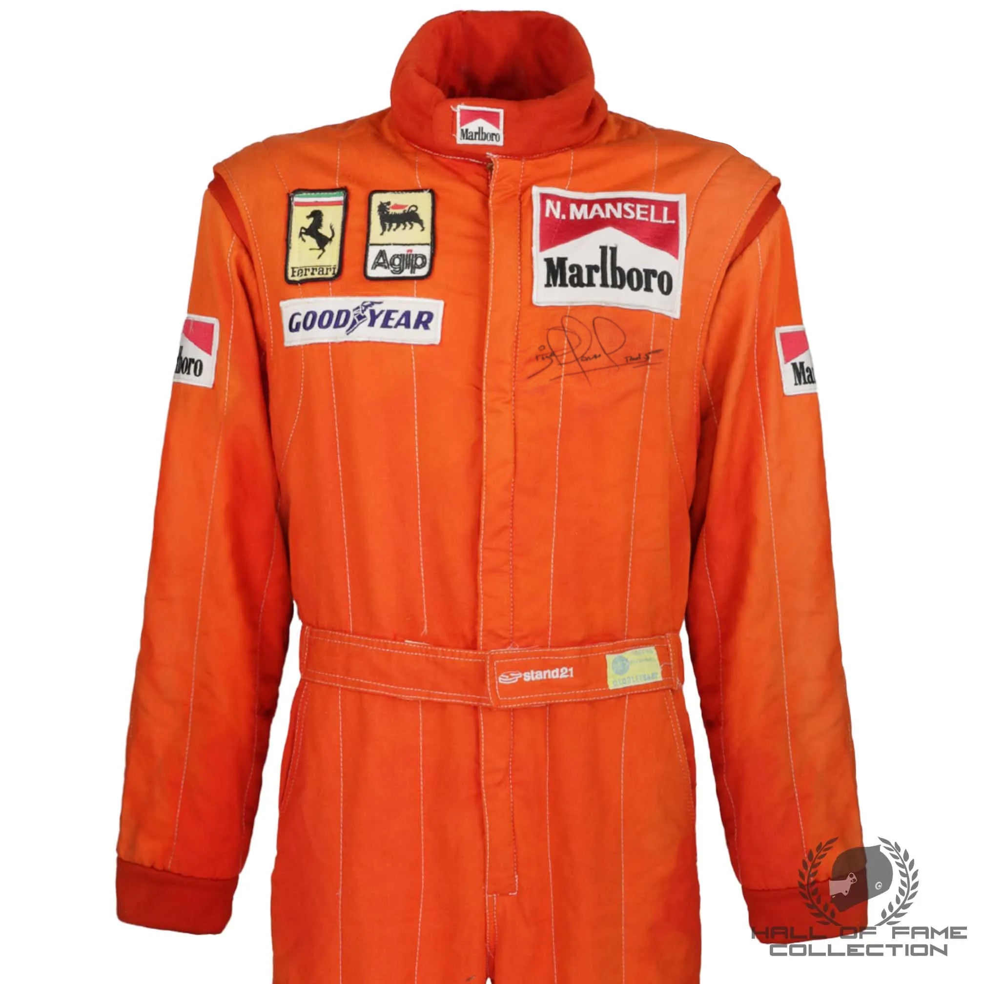 1989 Nigel Mansell Signed Race Used Scuderia Ferrari F1 Suit