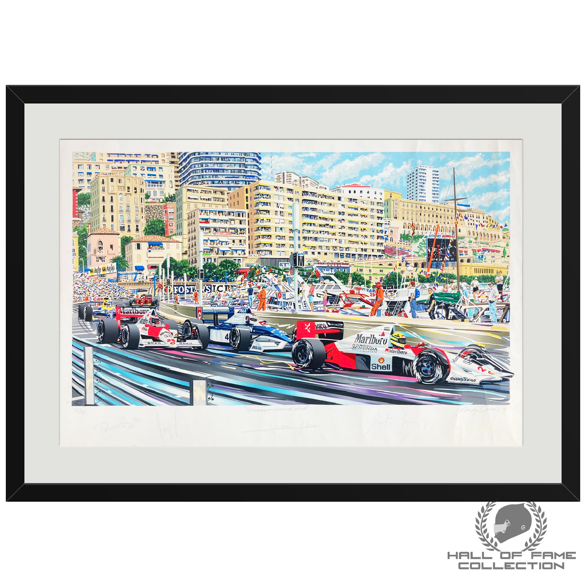 1990 Ayrton Senna Signed Randy Owens Monaco GP Print #129/135