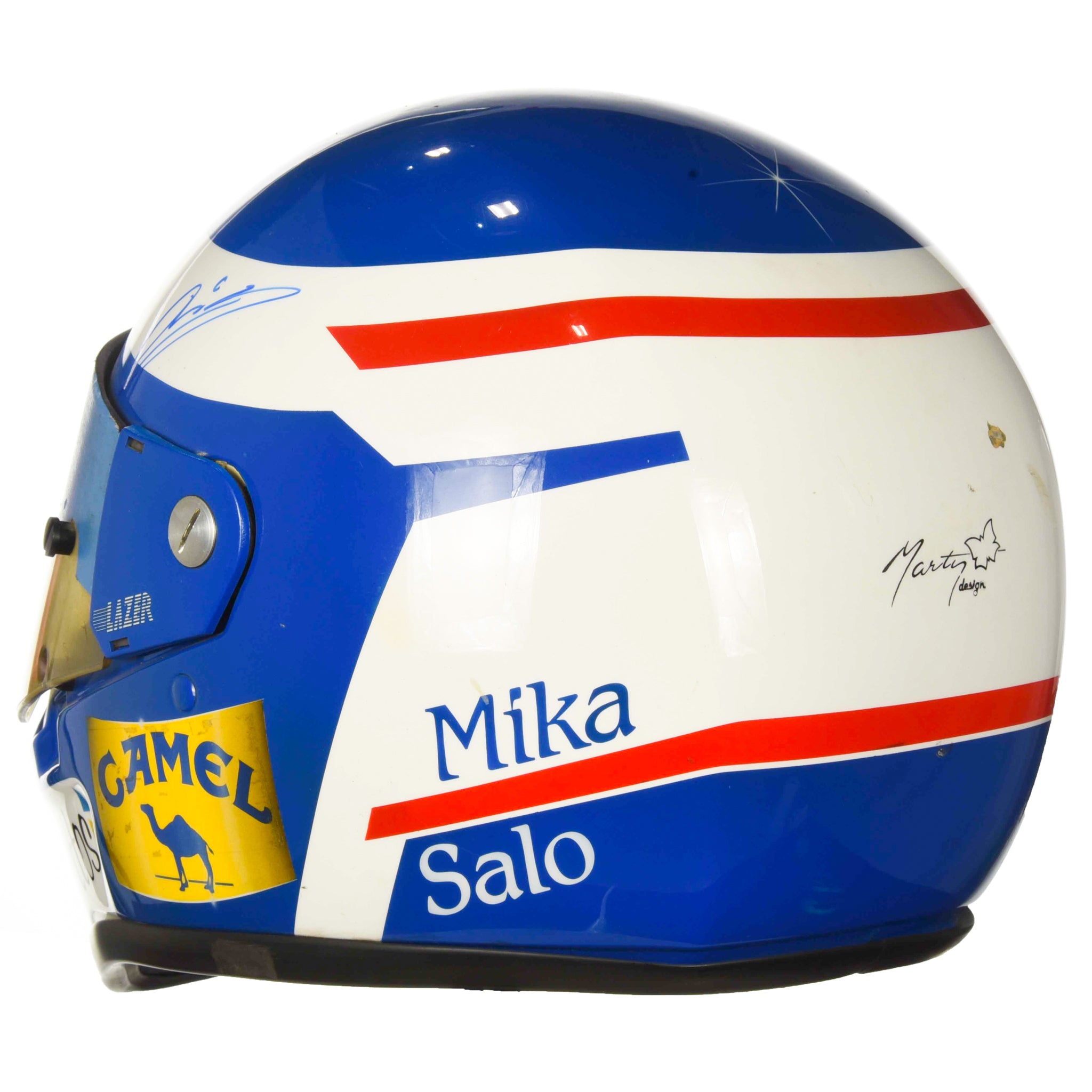 1990 Mika Salo Signed Race Used Lazer Macau Grand Prix F3 Helmet