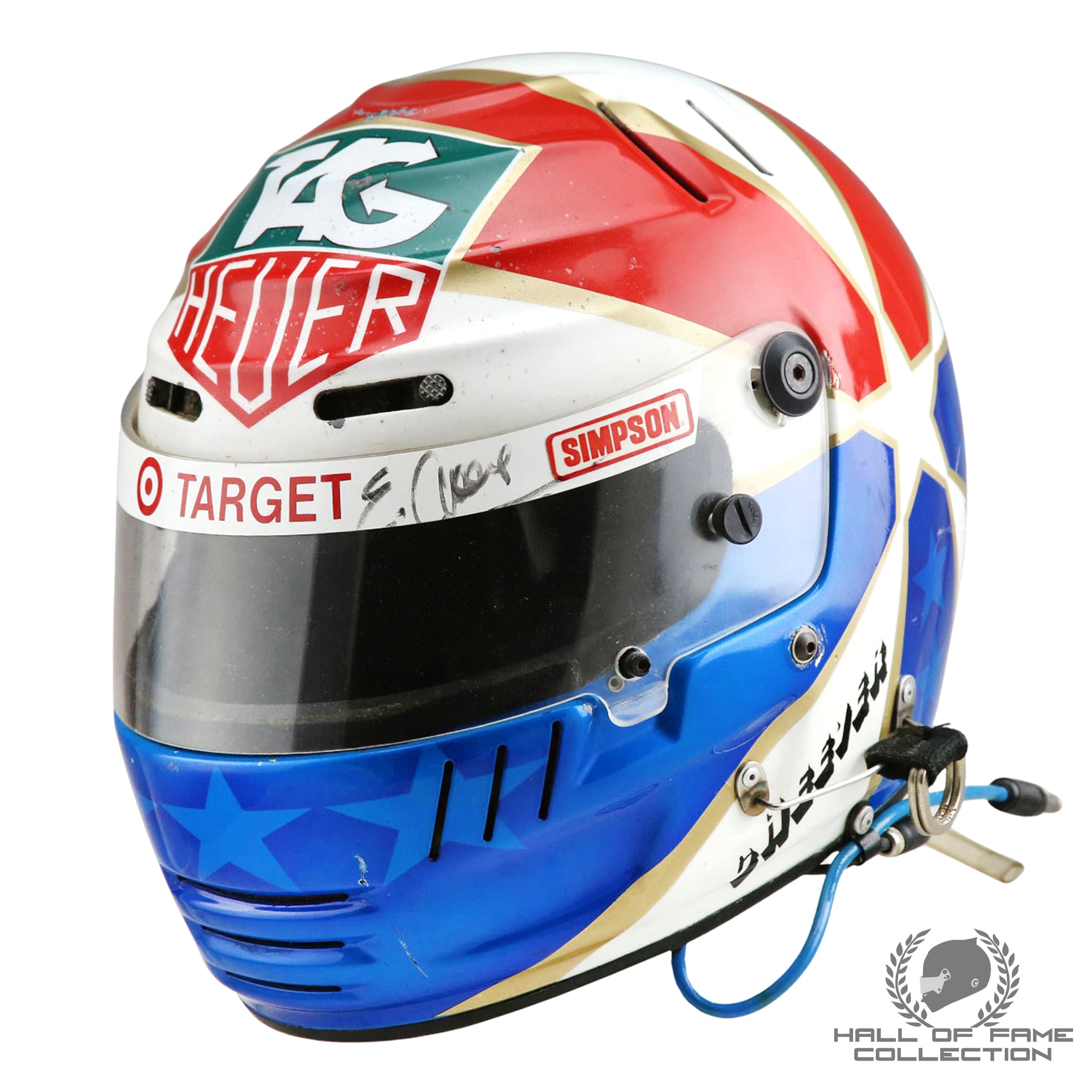 1991 Eddie Cheever Signed Race Used Chip Ganassi Racing IndyCar Helmet