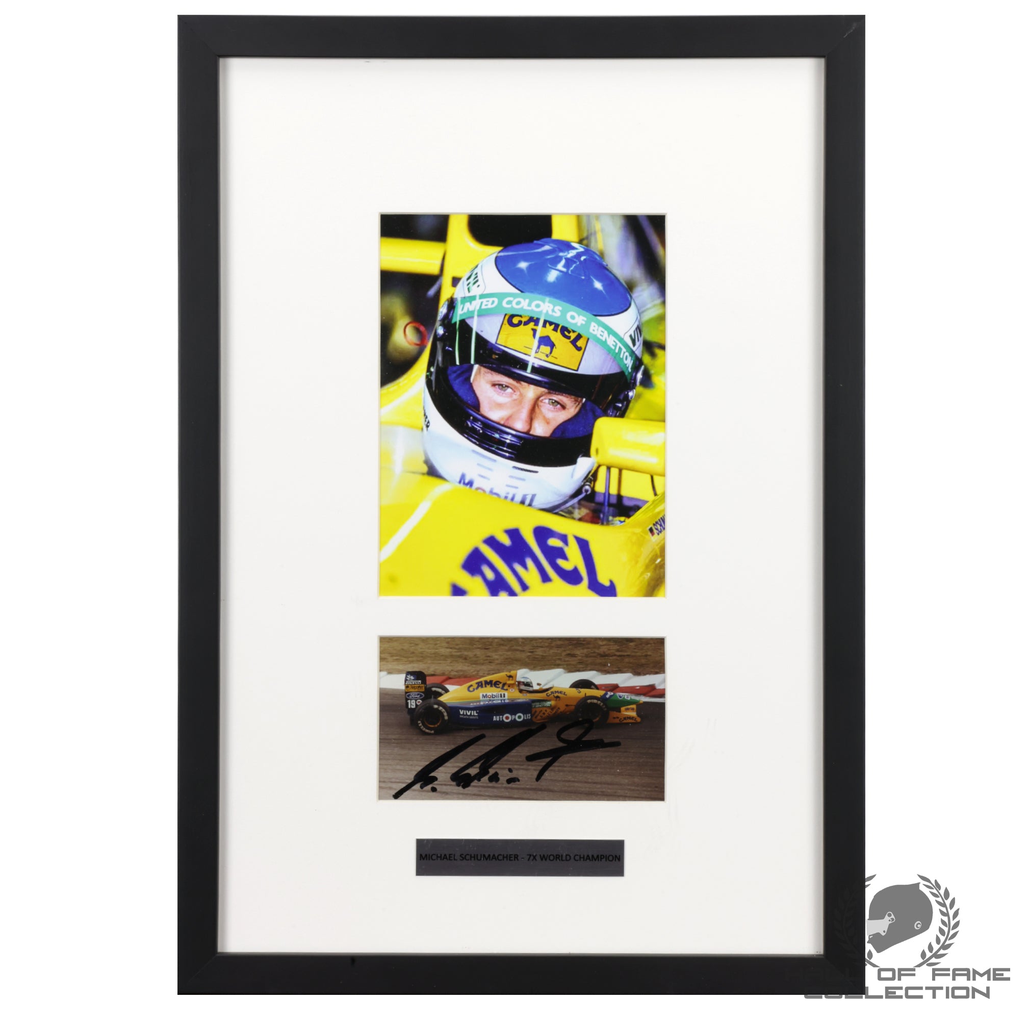 1991 Michael Schumacher Signed Camel Benetton Ford F1 Framed Photo