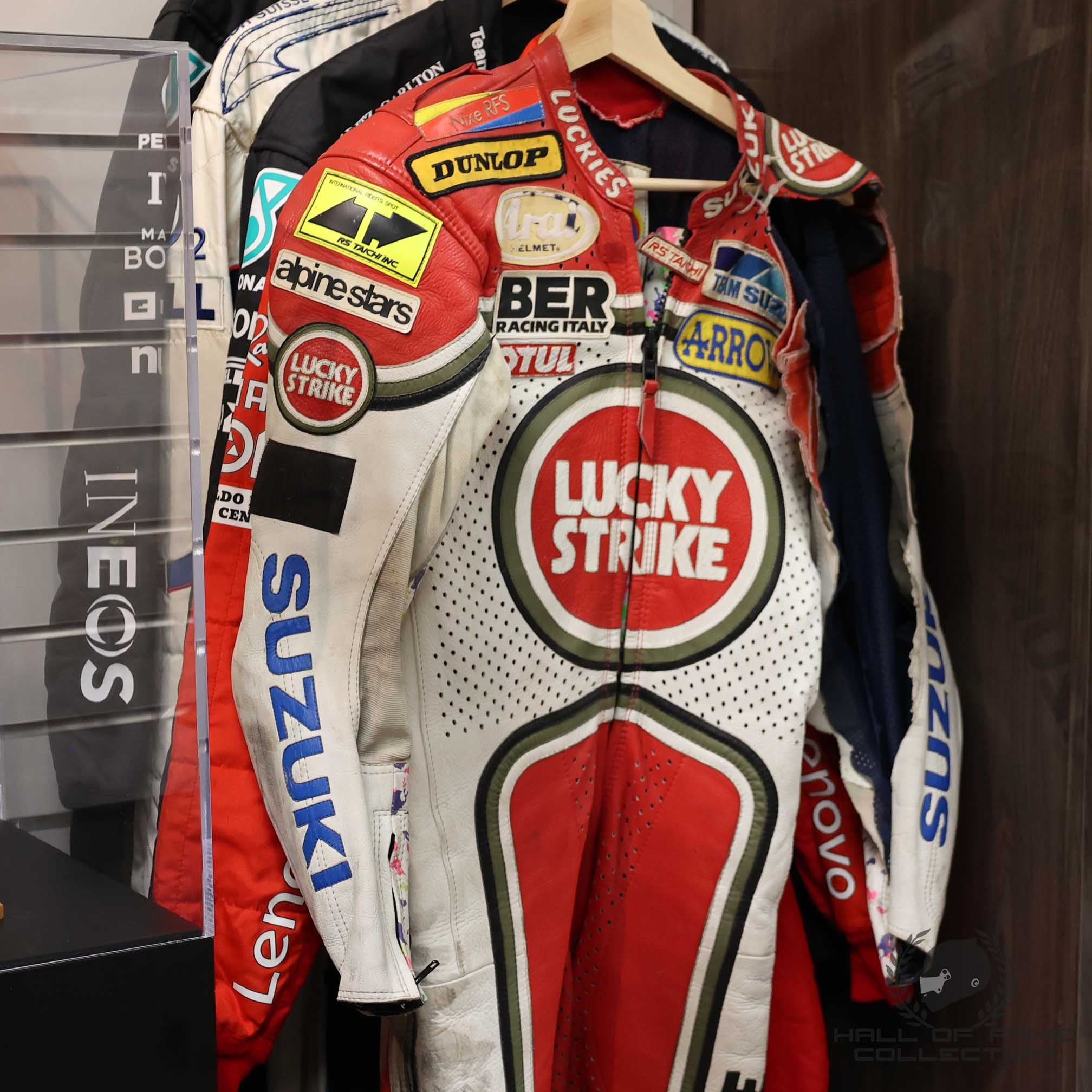 1991 Kevin Schwantz Signed French GP and Malaysia Practice Used Lucky Strike Suzuki 500cc Suit