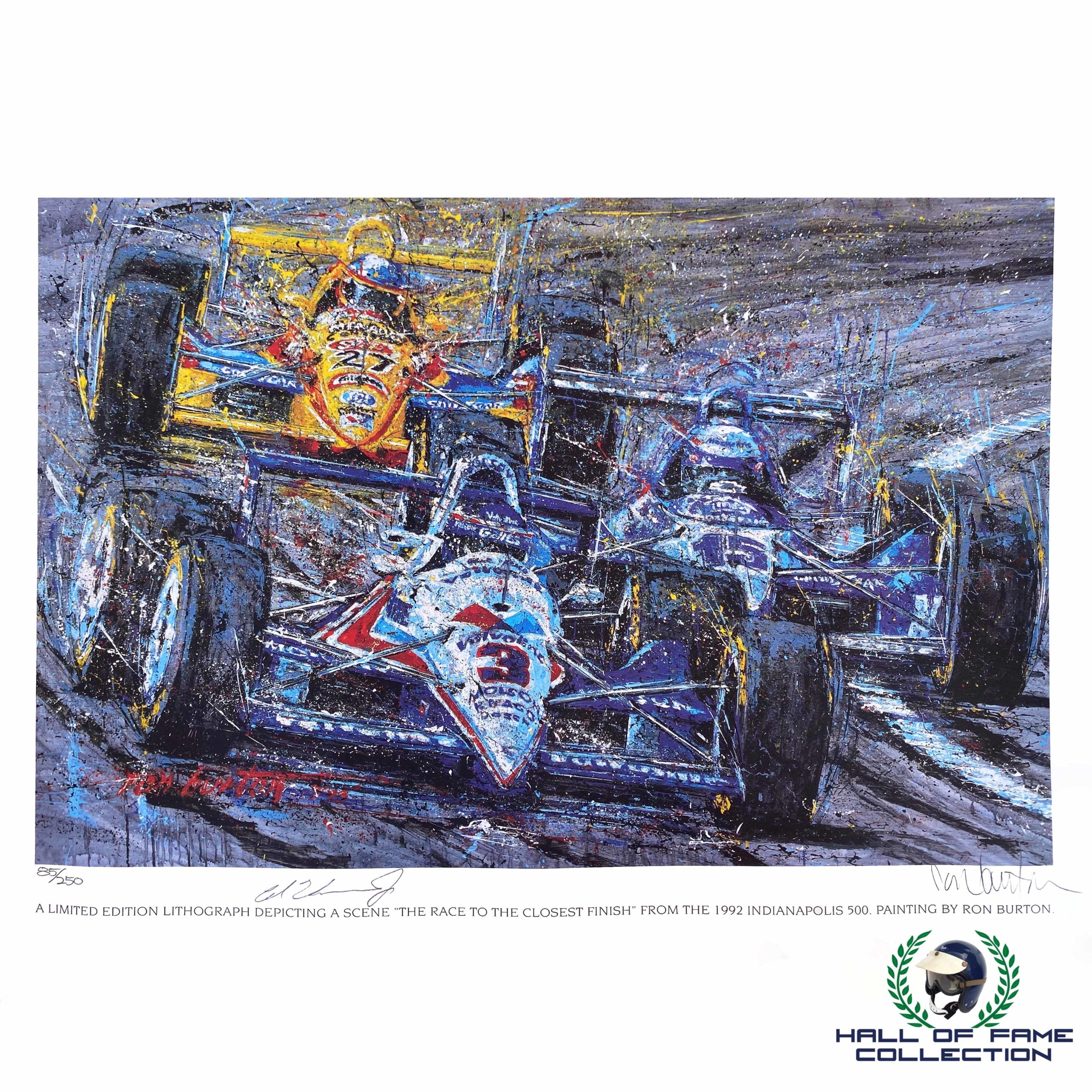 1992 Al Unser Jr. Signed Limited Edition 20 x 26 Ron Burton Indy 500 Win Print
