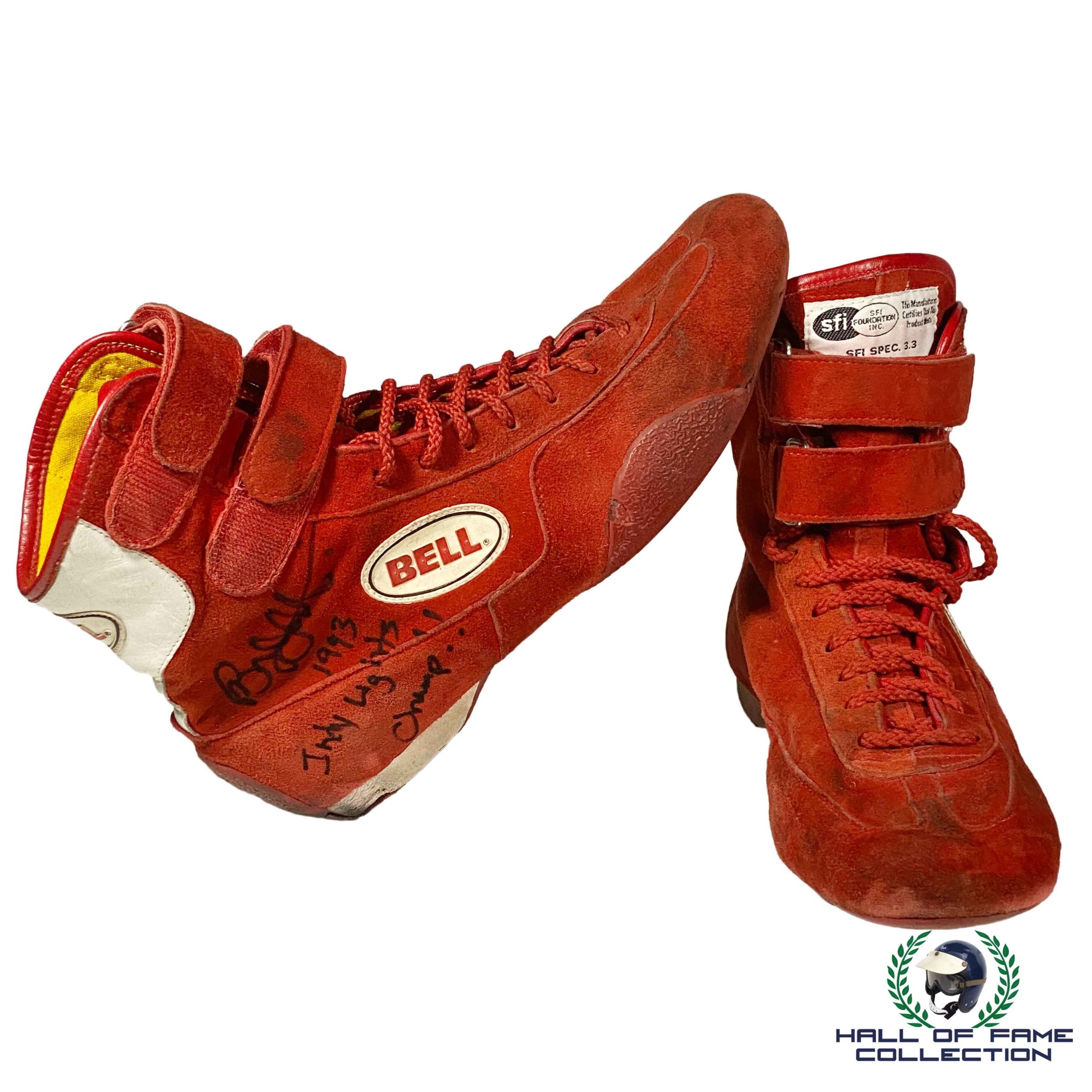 1993 Bryan Herta Signed Race Used Bell Indy Lights Championship Boots
