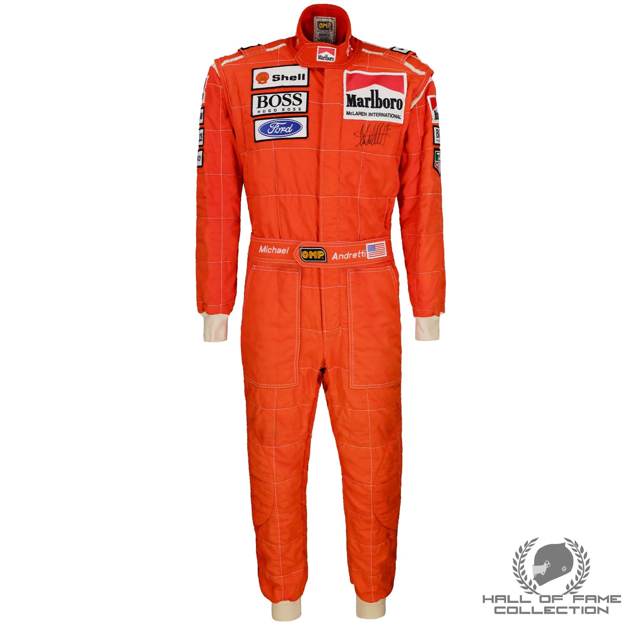 1993 Michael Andretti Signed Italian GP 'Only F1 Podium' Race Used Mclaren F1 Suit