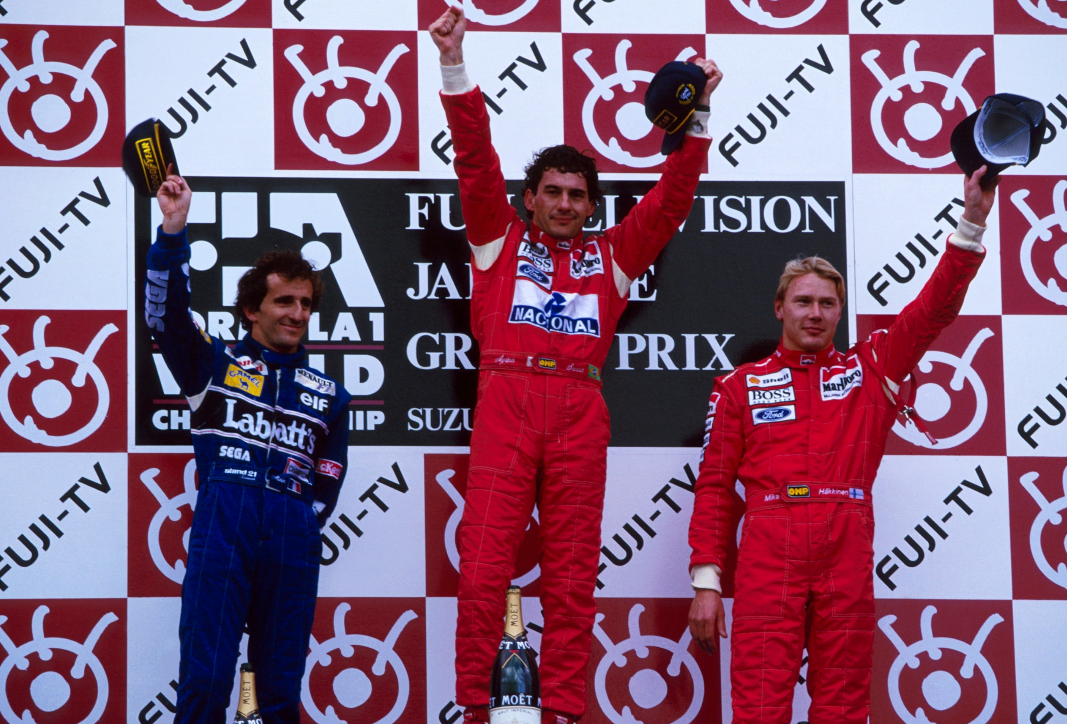 1993 Alain Prost Signed Fourth World Championship / Australian GP / Japan GP Final Podium F1 Suit + Extras