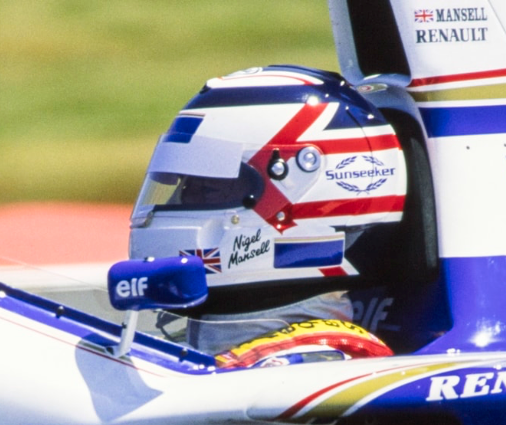 1994 Nigel Mansell Signed Race Used French GP Williams F1 Visor