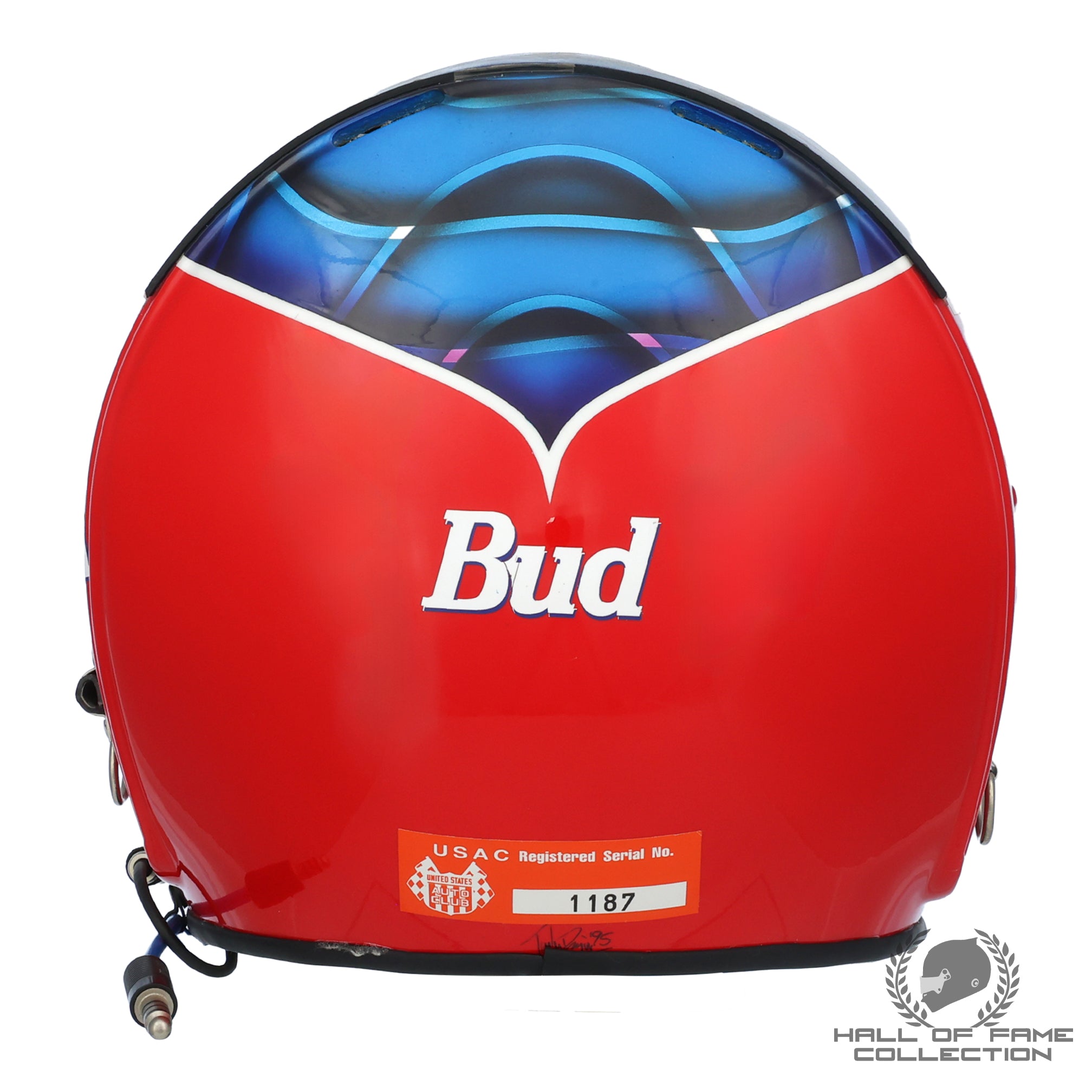 1995 Paul Tracy Signed Used Newman/Haas Racing Bell Feuling IndyCar Helmet