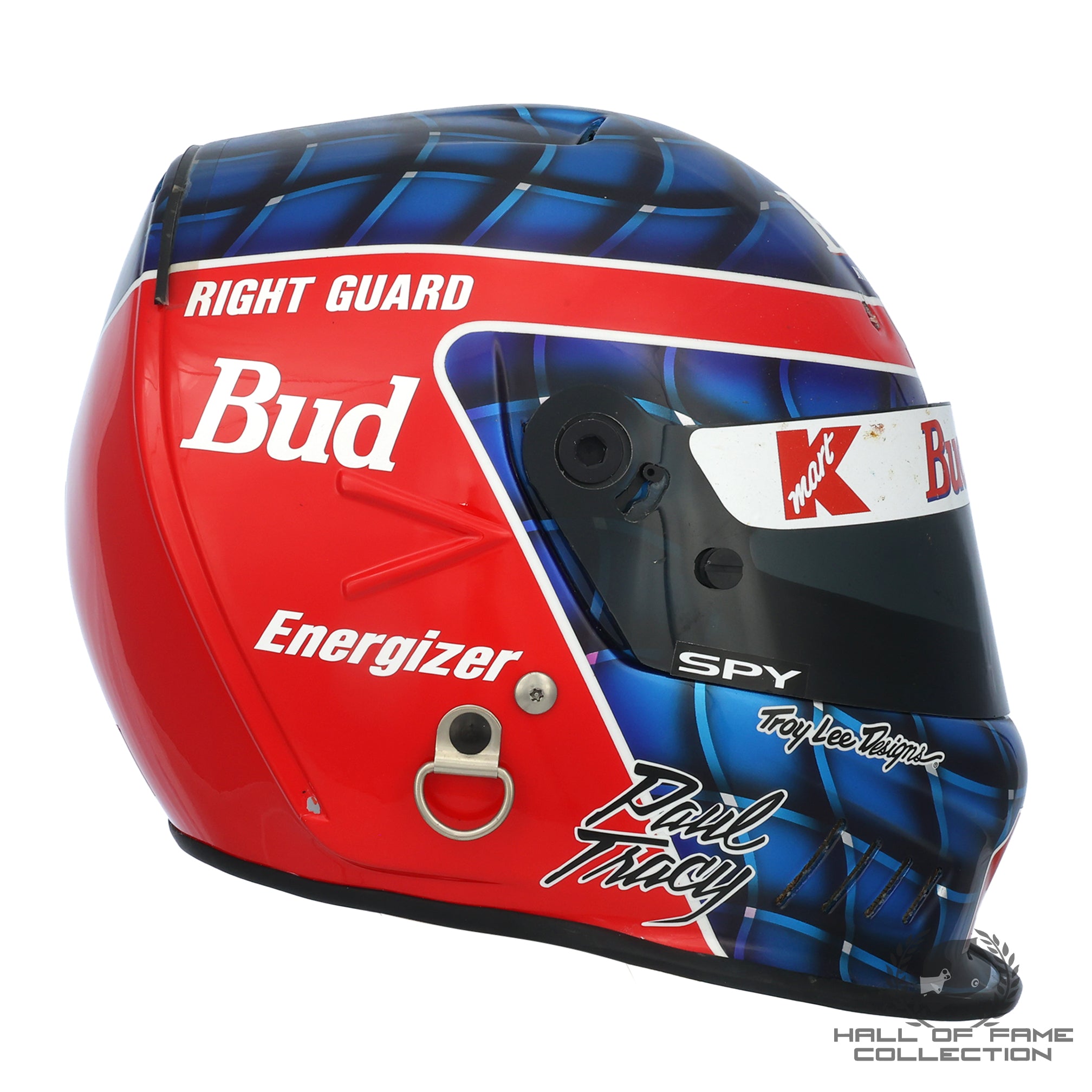 1995 Paul Tracy Signed Used Newman/Haas Racing Bell Feuling IndyCar Helmet