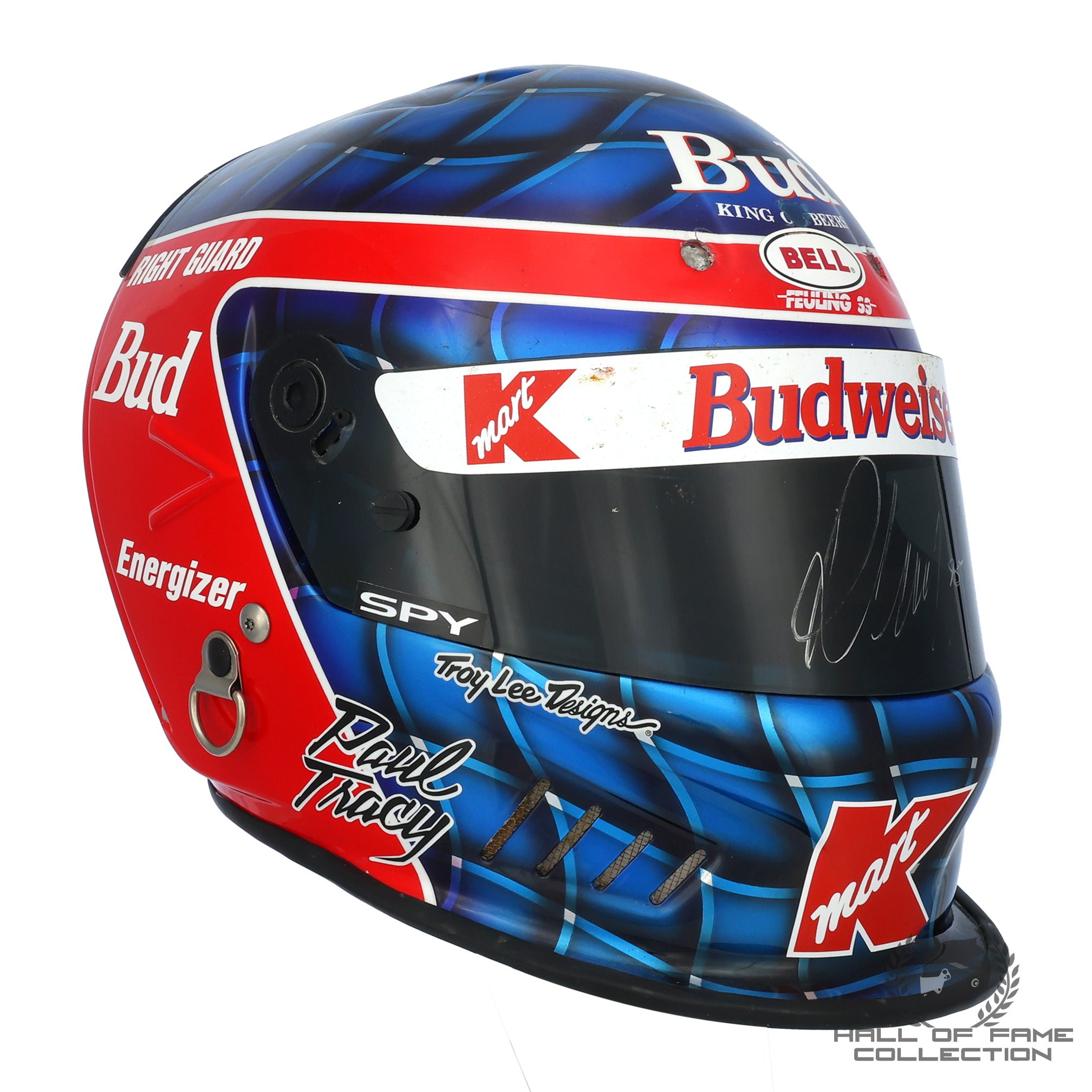 1995 Paul Tracy Signed Used Newman/Haas Racing Bell Feuling IndyCar Helmet