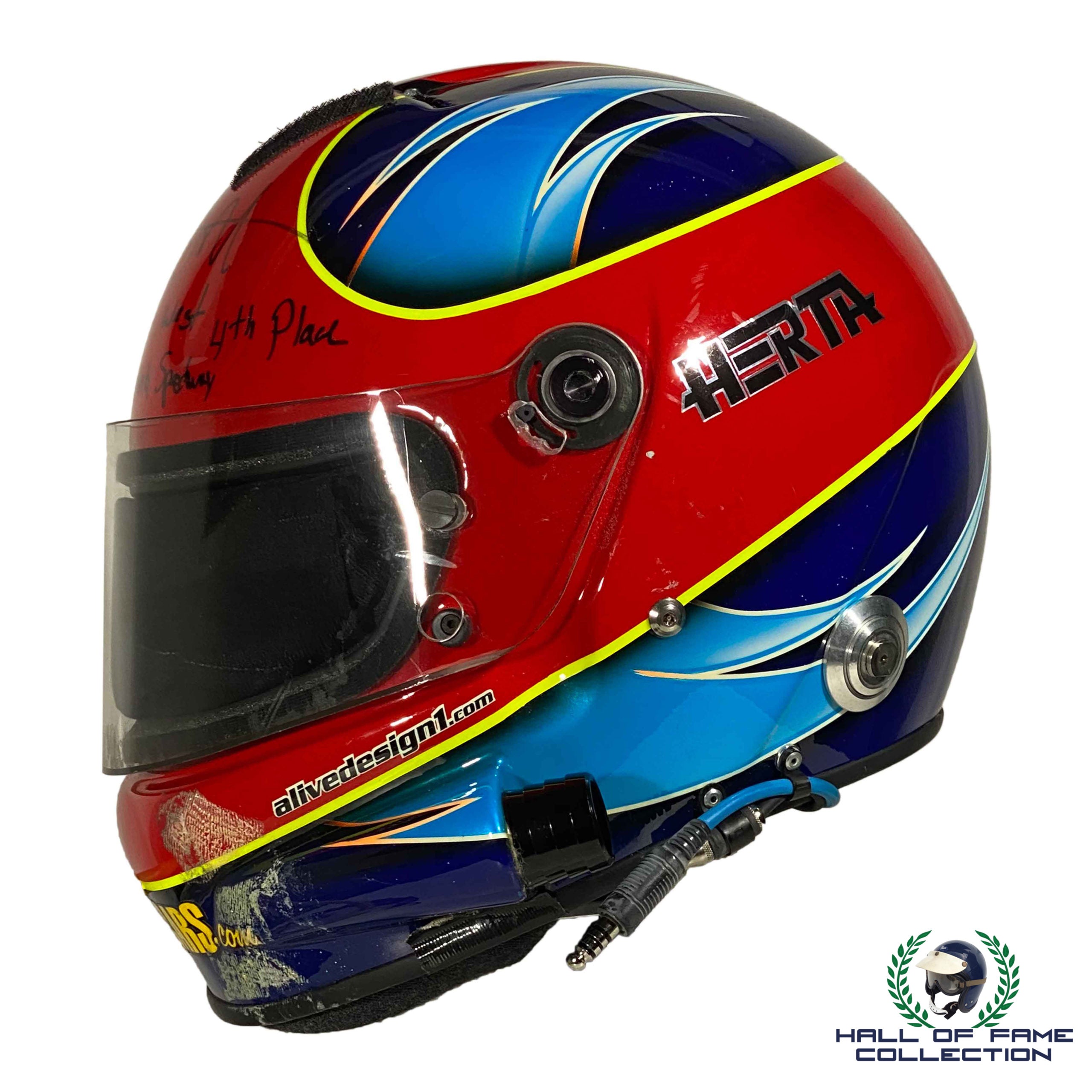 2003 Bryan Herta Signed Race Used Winston West Nascar Helmet