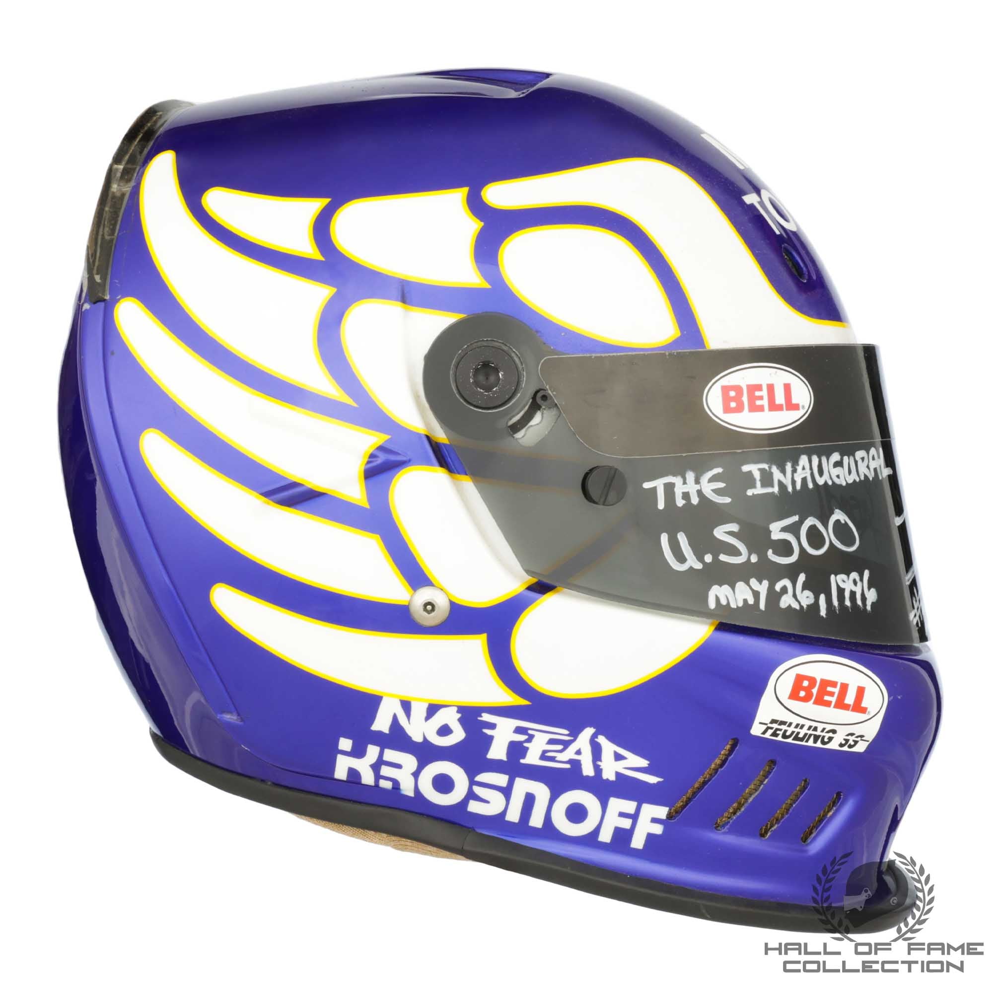1996 Jeff Krosnoff Signed Race Used Bell Feuling Arciero-Wells Racing CART Series Helmet