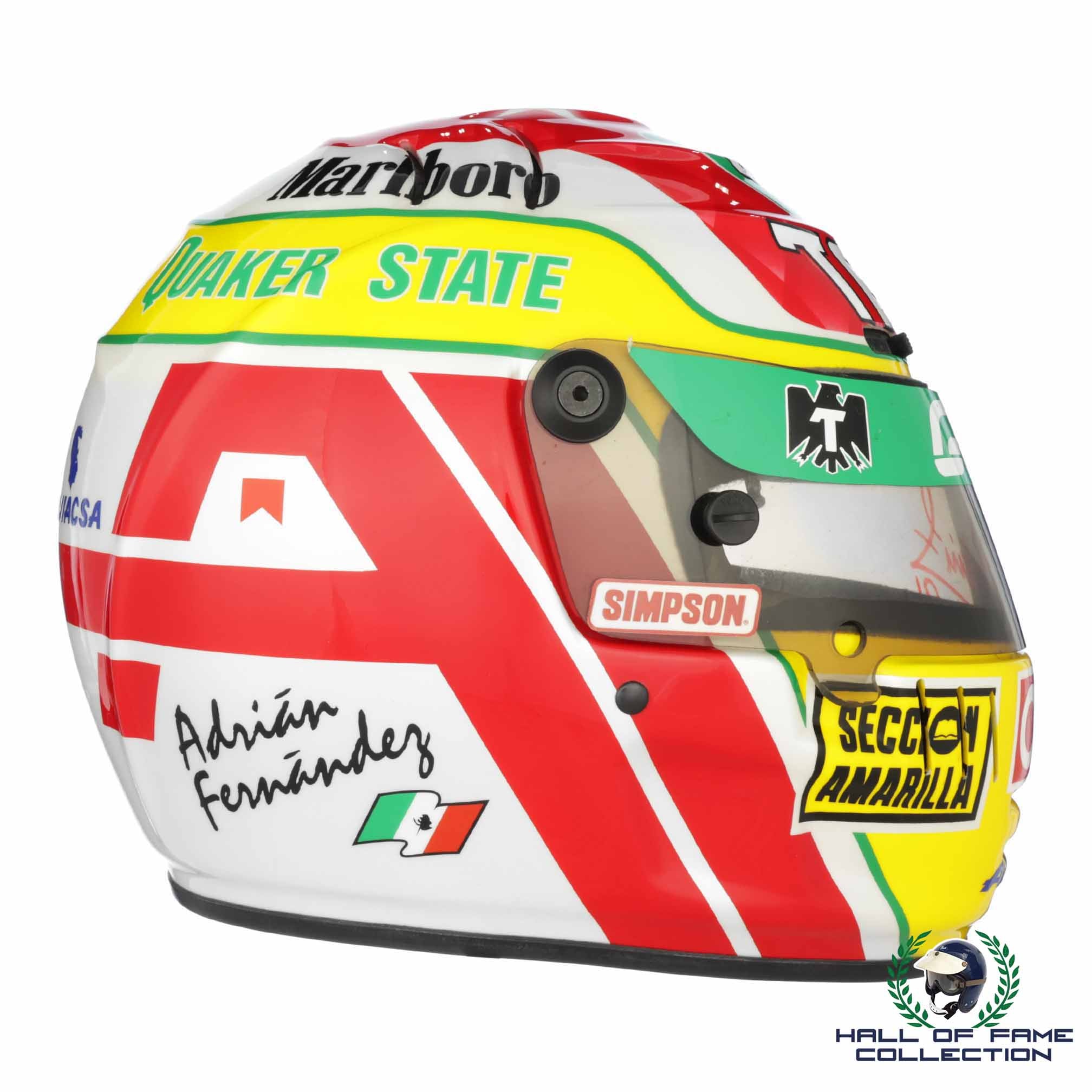 1995 Adrian Fernandez Signed Replica Galles Racing Simpson IndyCar Helmet
