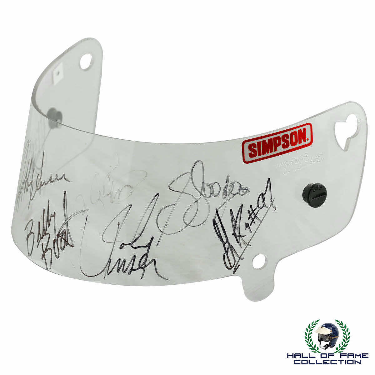 1997 Multi-Signed Visor, A.J. Foyt, Kenny Brack, Robby Unser, Johnny Unser, Billy Boat, Scott Goodyear & Greg Ray Race IndyCar Visor