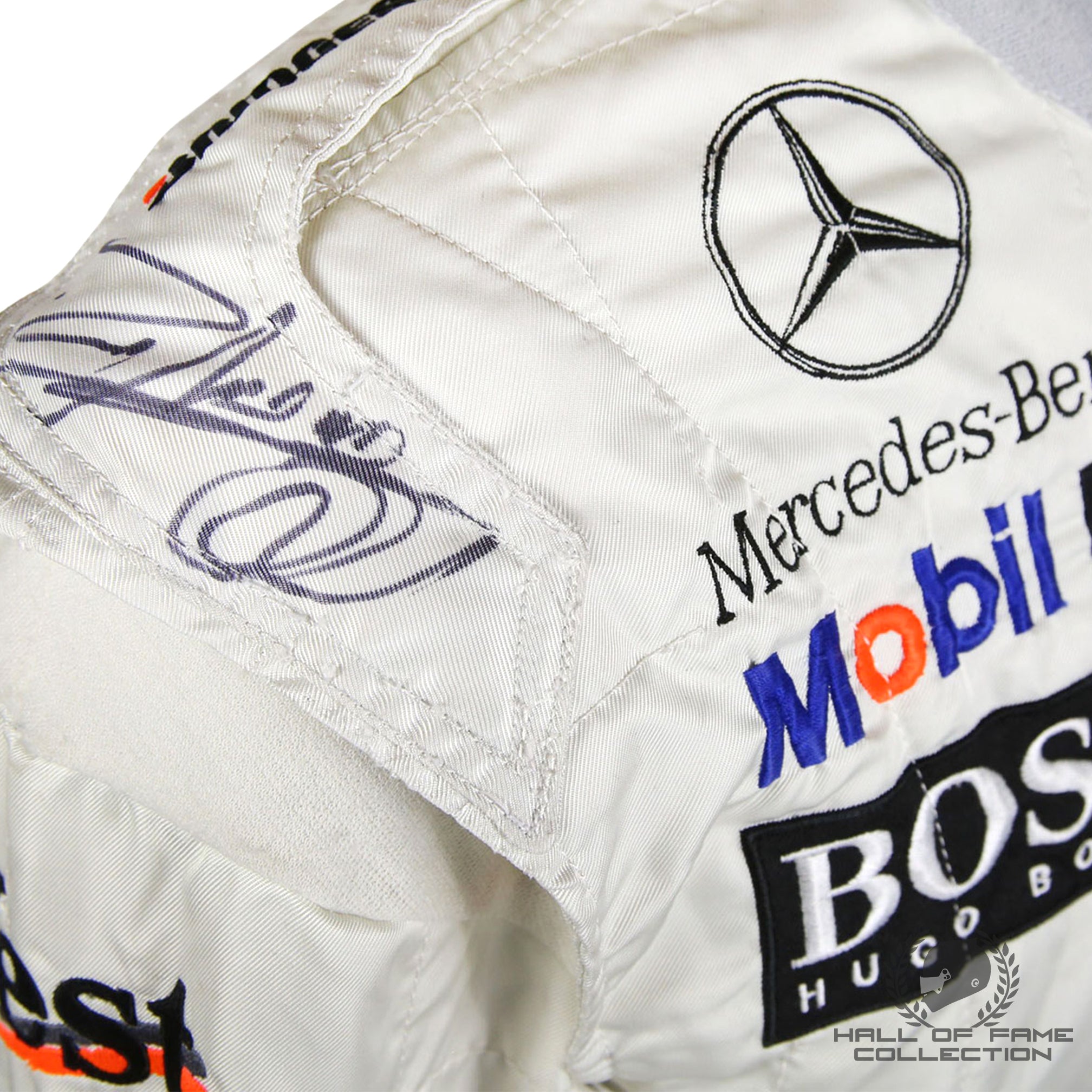 1997 Mika Hakkinen Signed Race Used Suit McLaren F1 Suit