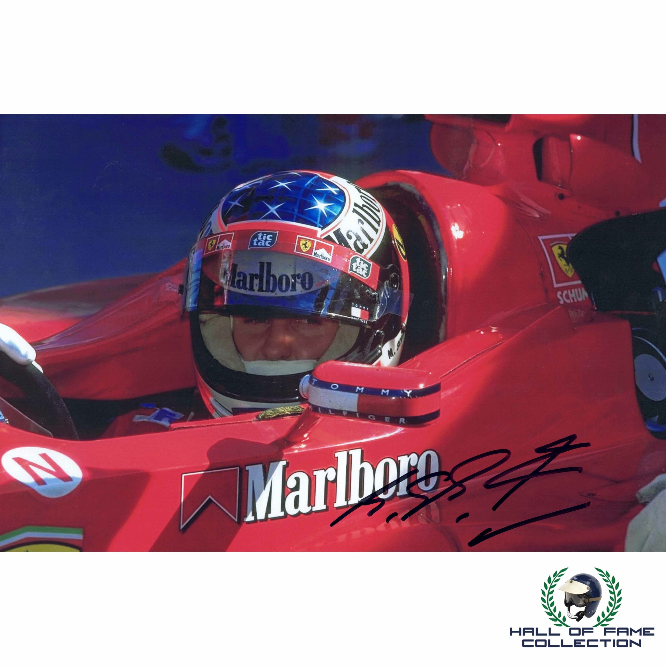 1998 Michael Schumacher Signed Scuderia Ferrari 12x8 F1 Photo