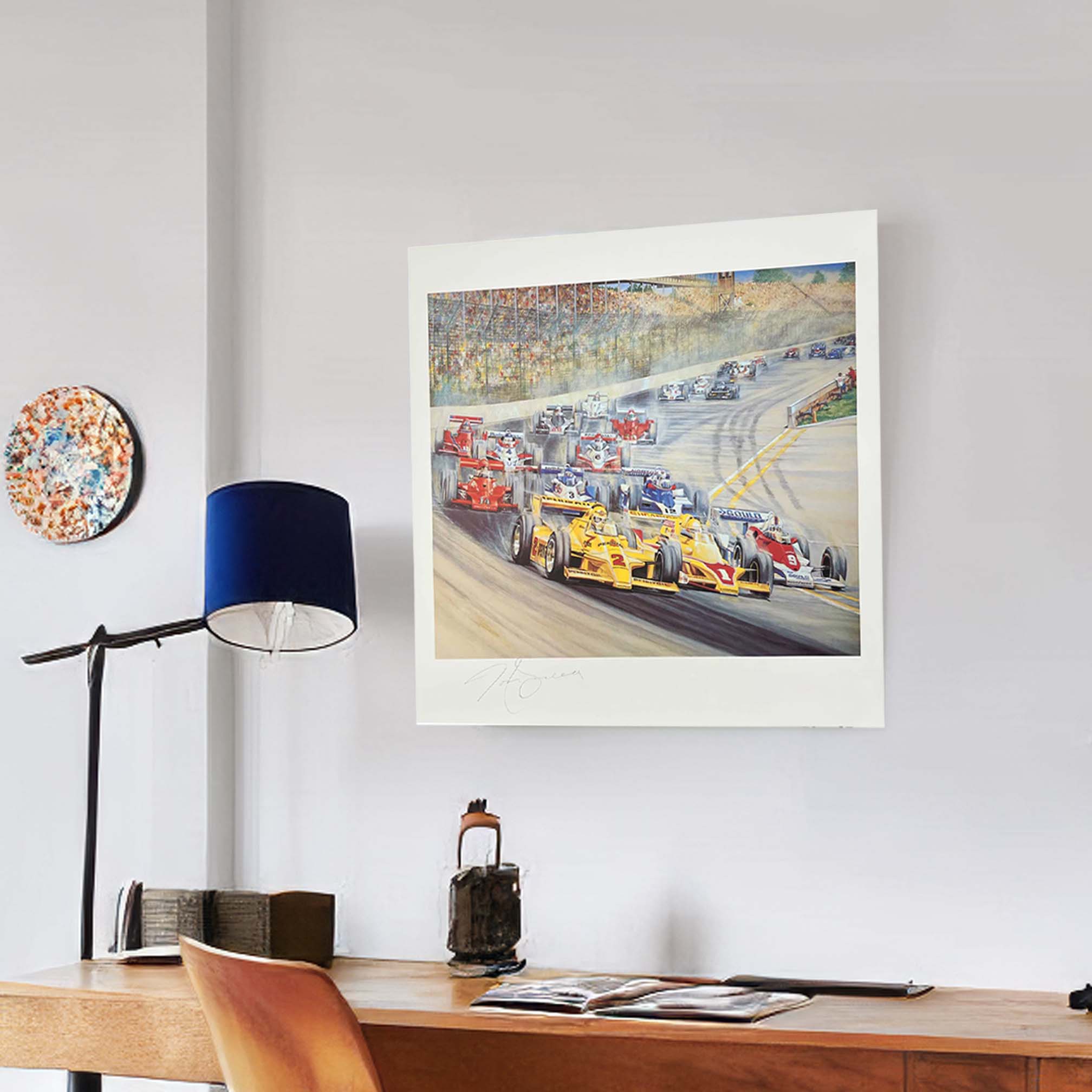 1979 Indianapolis 500 Start Original Ron Burton 24 x 30" Limited Edition Print - Signed By Tom Sneva