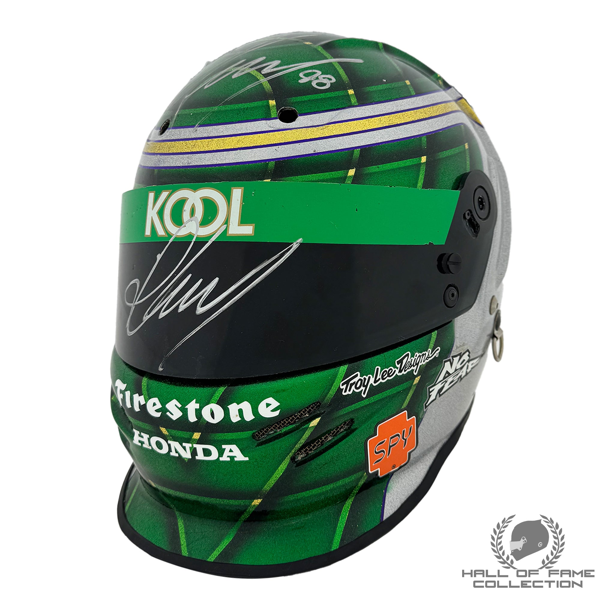 1997 Paul Tracy Signed Team Kool Green Racing Used IndyCar Helmet