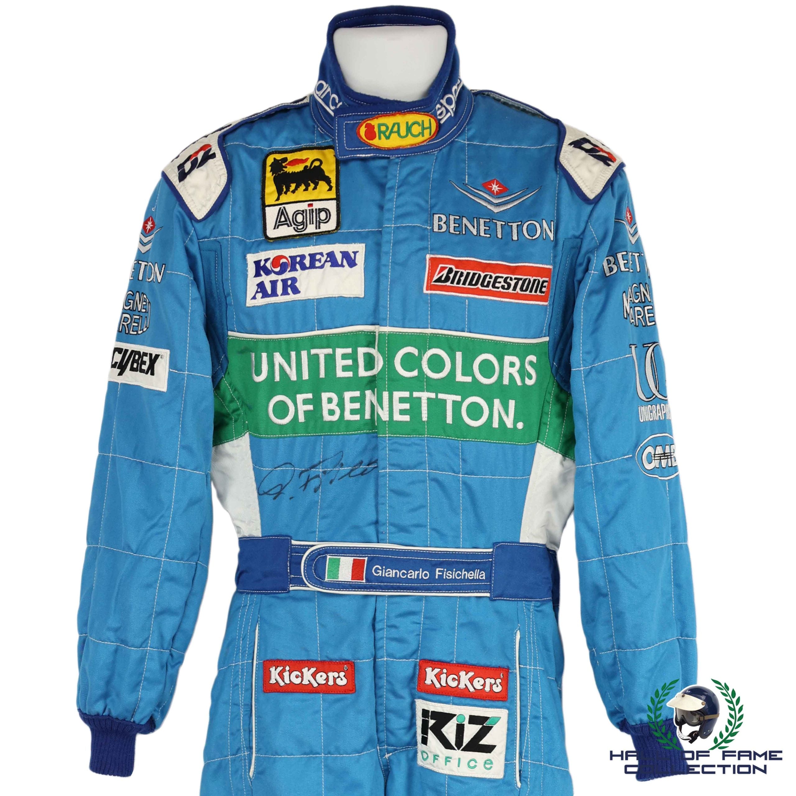 1999 Giancarlo Fisichella Signed Race Worn Benetton Formula One Suit