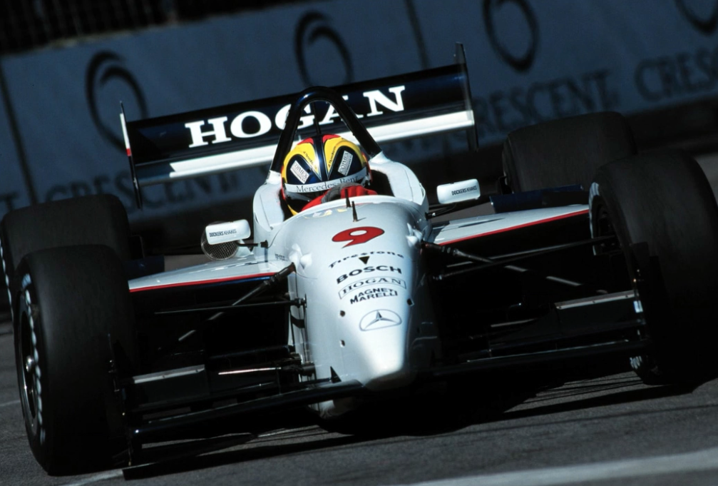 1999 Helio Castroneves Signed Detroit Race Used Mercedes Hogan IndyCar Visor