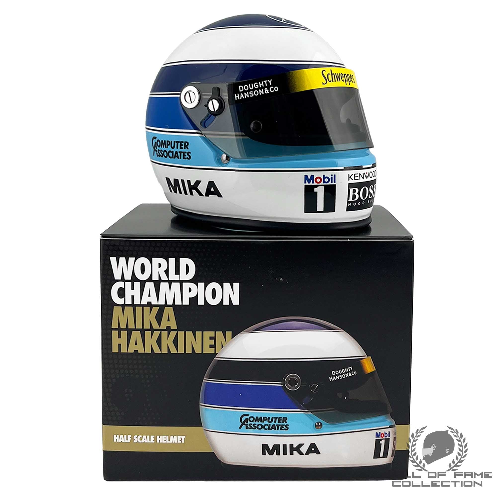 1999 Mika Hakkinen Signed World Champion 25th Year Anniversary McLaren F1 1:2 Scale Helmet