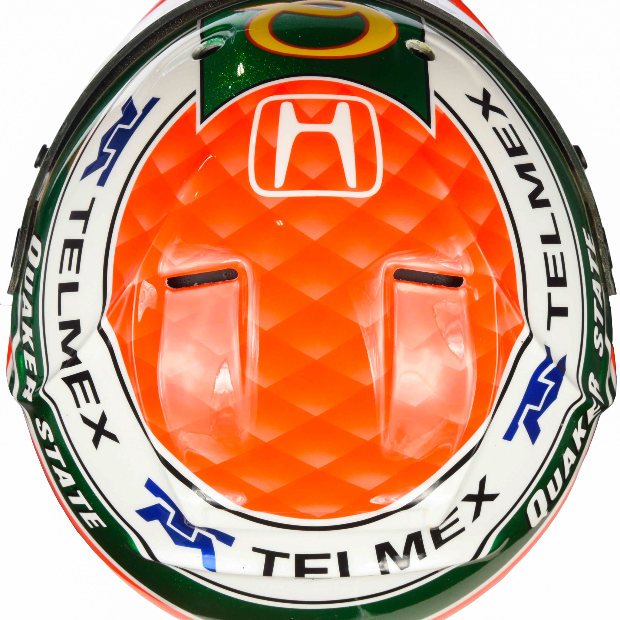 2001 Adrián Fernández Signed Used Telmex Bell Dominator IndyCar Helmet