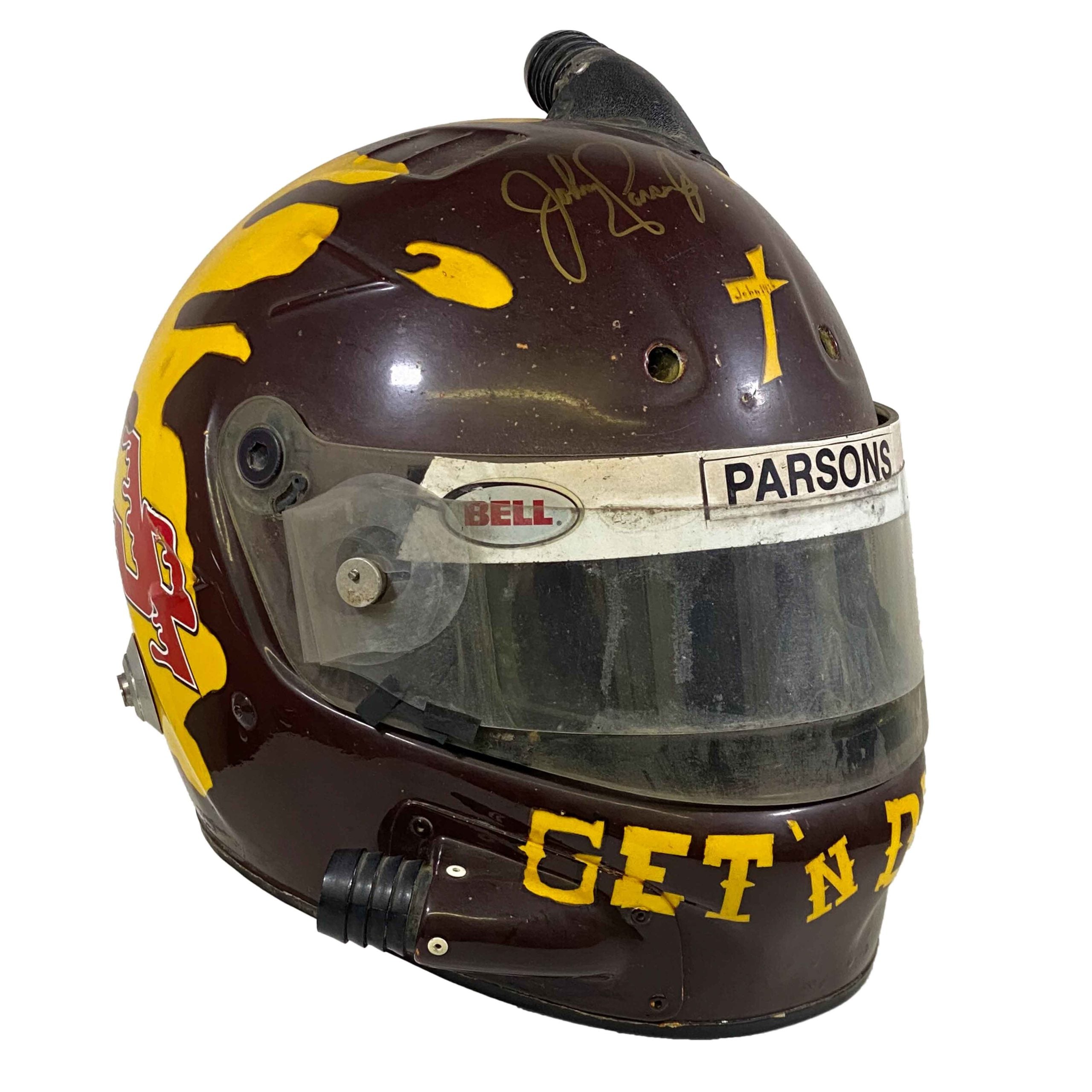 2000 Johnny Parsons Jr. Signed Race Used "Getting Dirty" Sprint Car Helmet