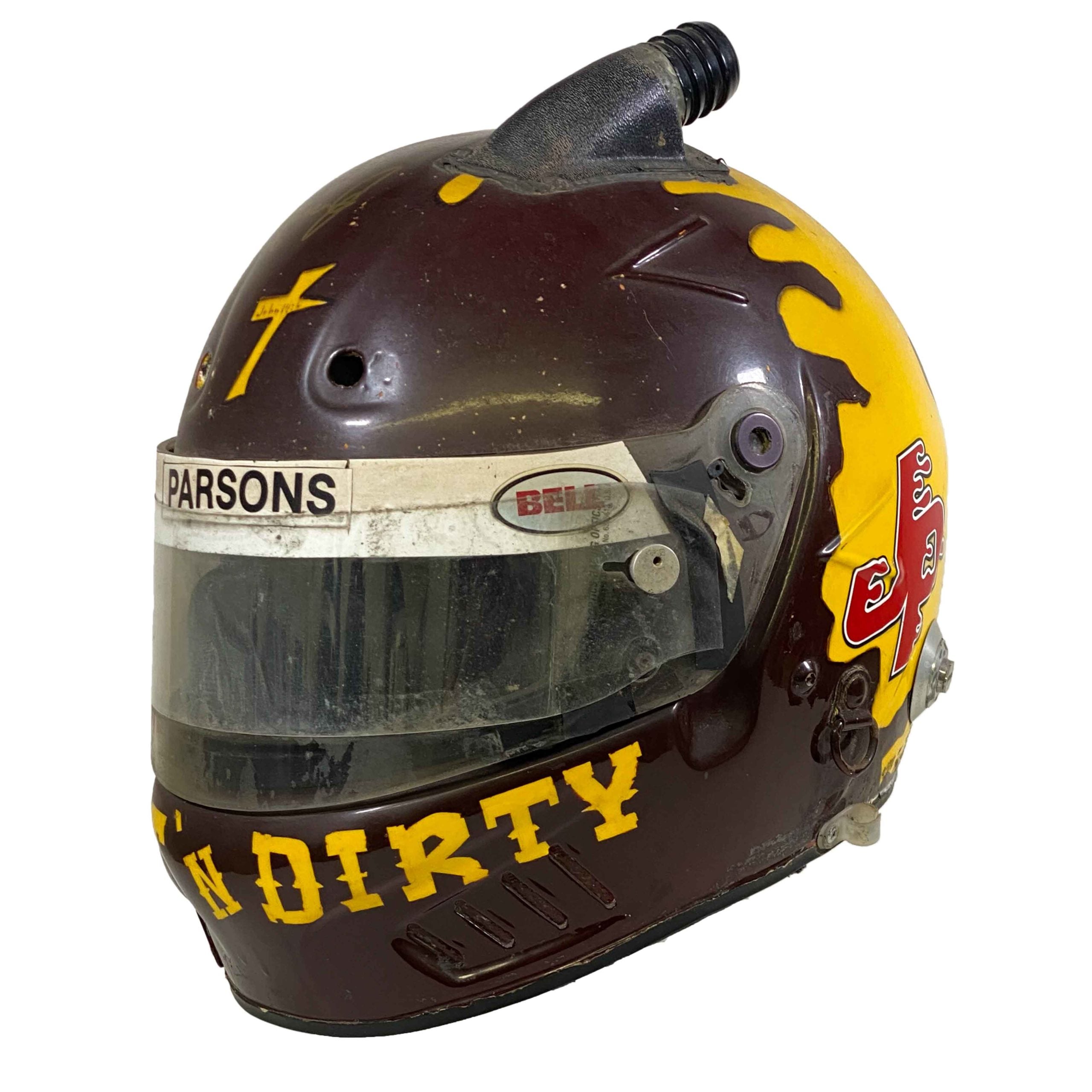 2000 Johnny Parsons Jr. Signed Race Used "Getting Dirty" Sprint Car Helmet