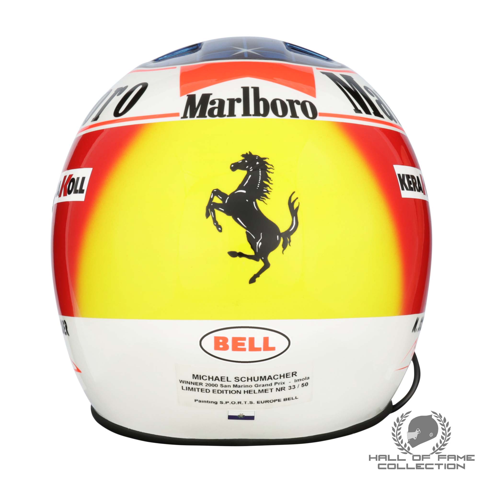 2000 Michael Schumacher Signed San Marino GP Win Scuderia Ferrari Limited Edition 33/50 Bell Series Replica F1 Helmet