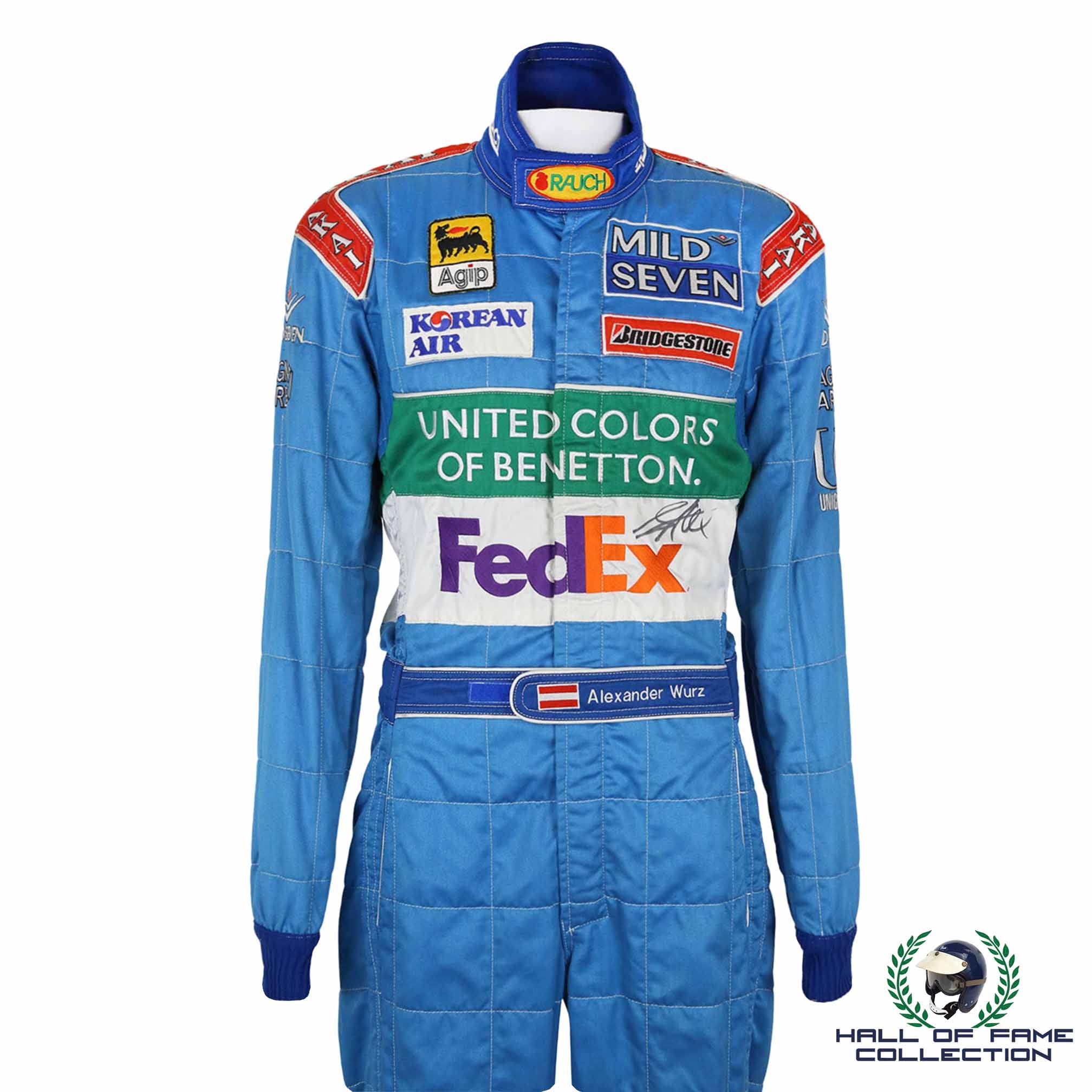 1998 Alex Wurz Signed Race Used Mild Seven Benetton F1 Suit