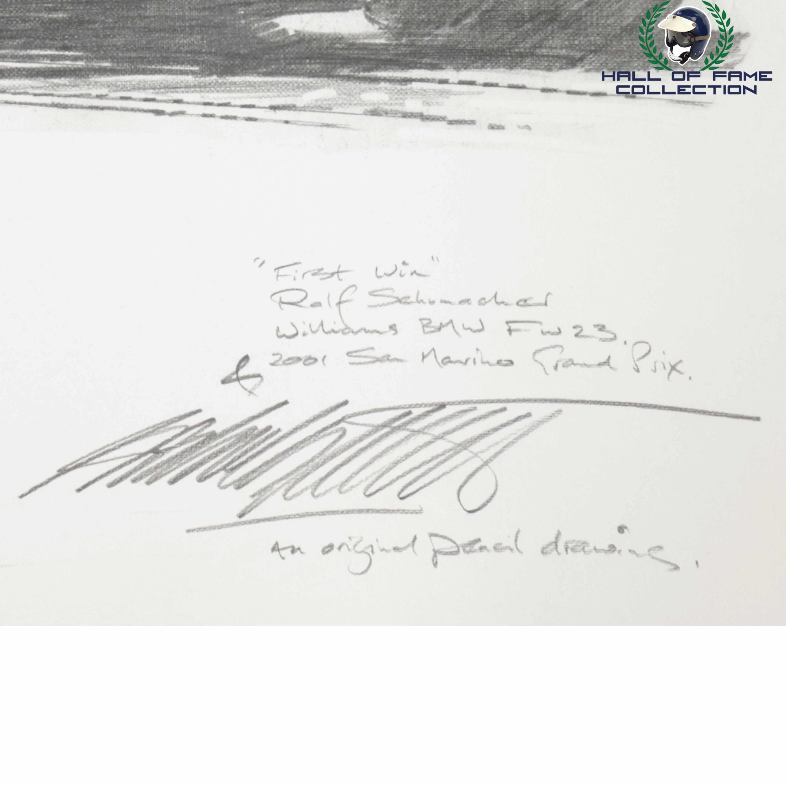 2001 Ralf Schumacher Signed 'First Win' Nicolas Watts Original F1 Artwork