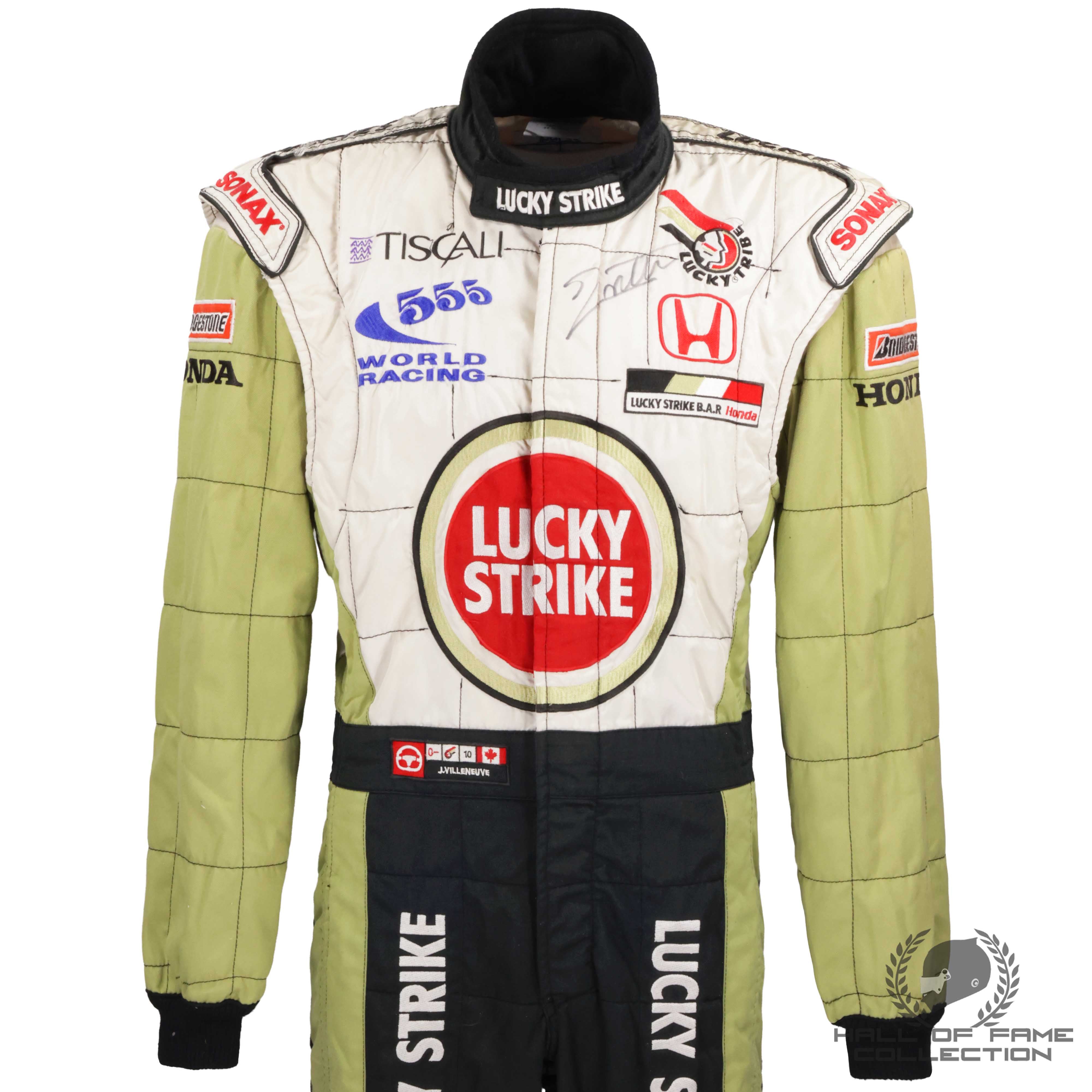 2001 Jacques Villeneuve Signed Brazilian GP Lucky Strike BAR Honda F1 Suit