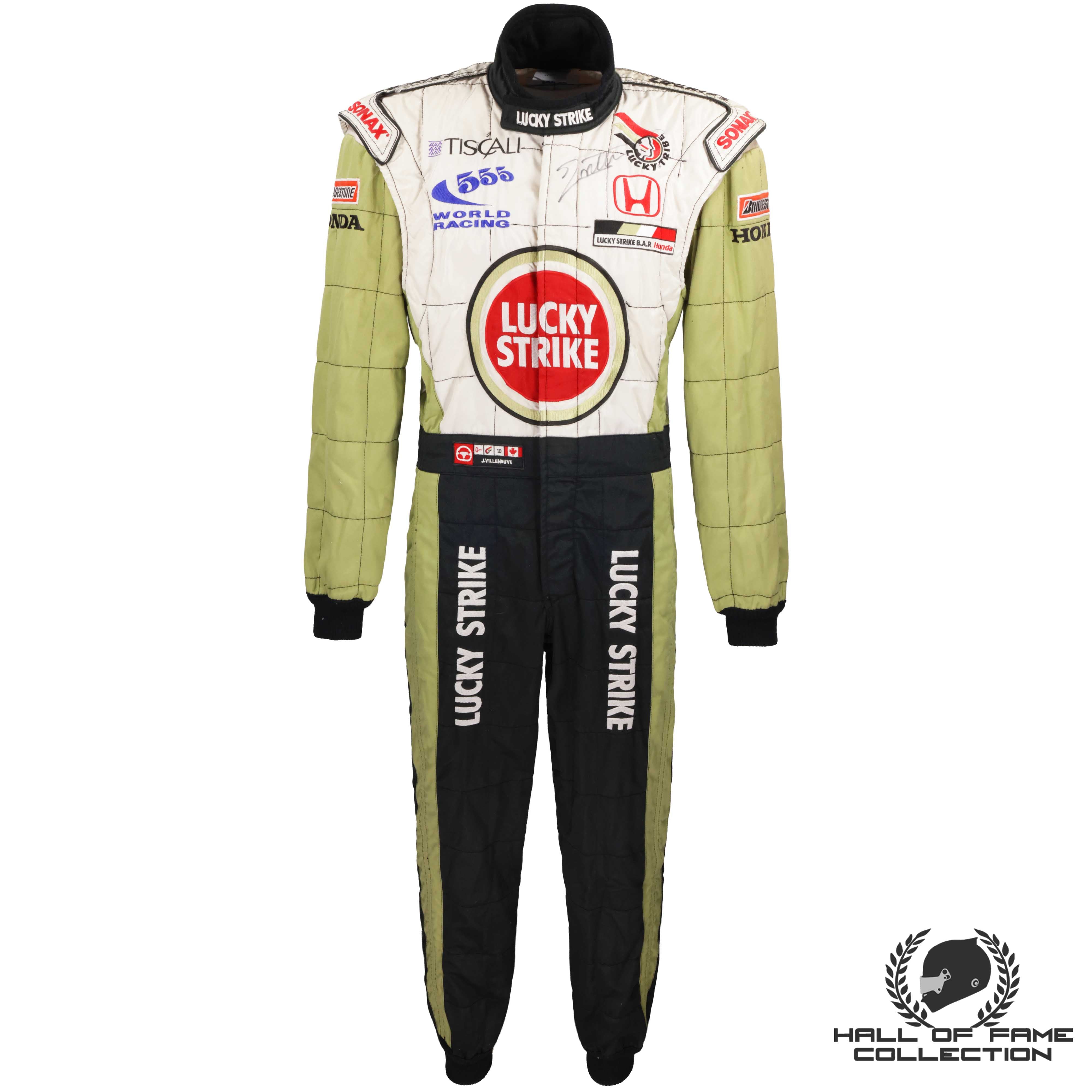 2001 Jacques Villeneuve Signed Brazilian GP Lucky Strike BAR Honda F1 Suit