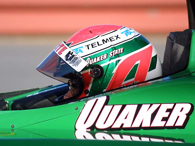 2001 Adrián Fernández Signed Used Telmex Bell Dominator IndyCar Helmet