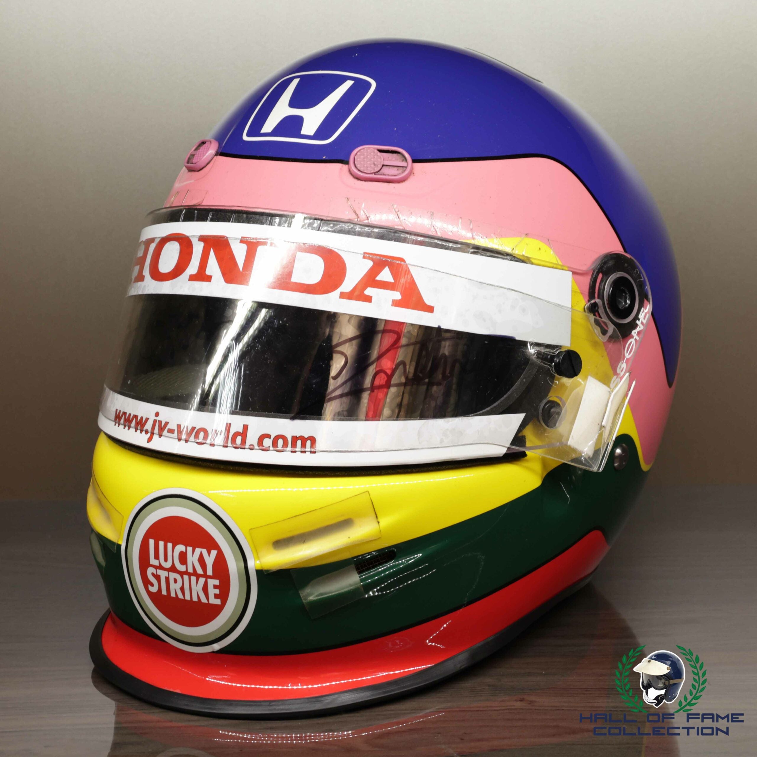 2002 Jacques Villeneuve Signed Race Used U.S. GP & Japan GP BAR F1 Helmet