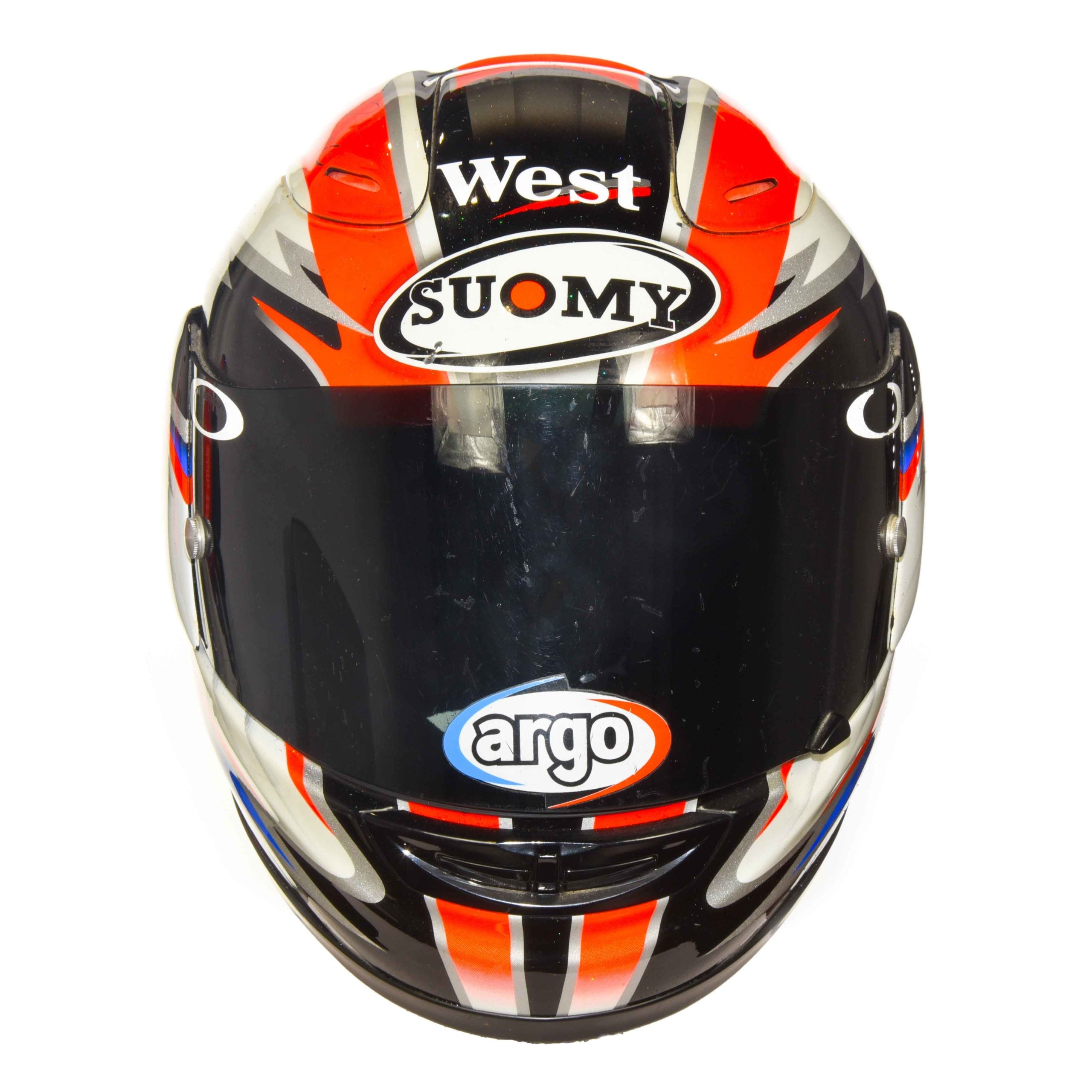 2002 Loris Capirossi Signed Race Used West Honda Pons MotoGP Helmet
