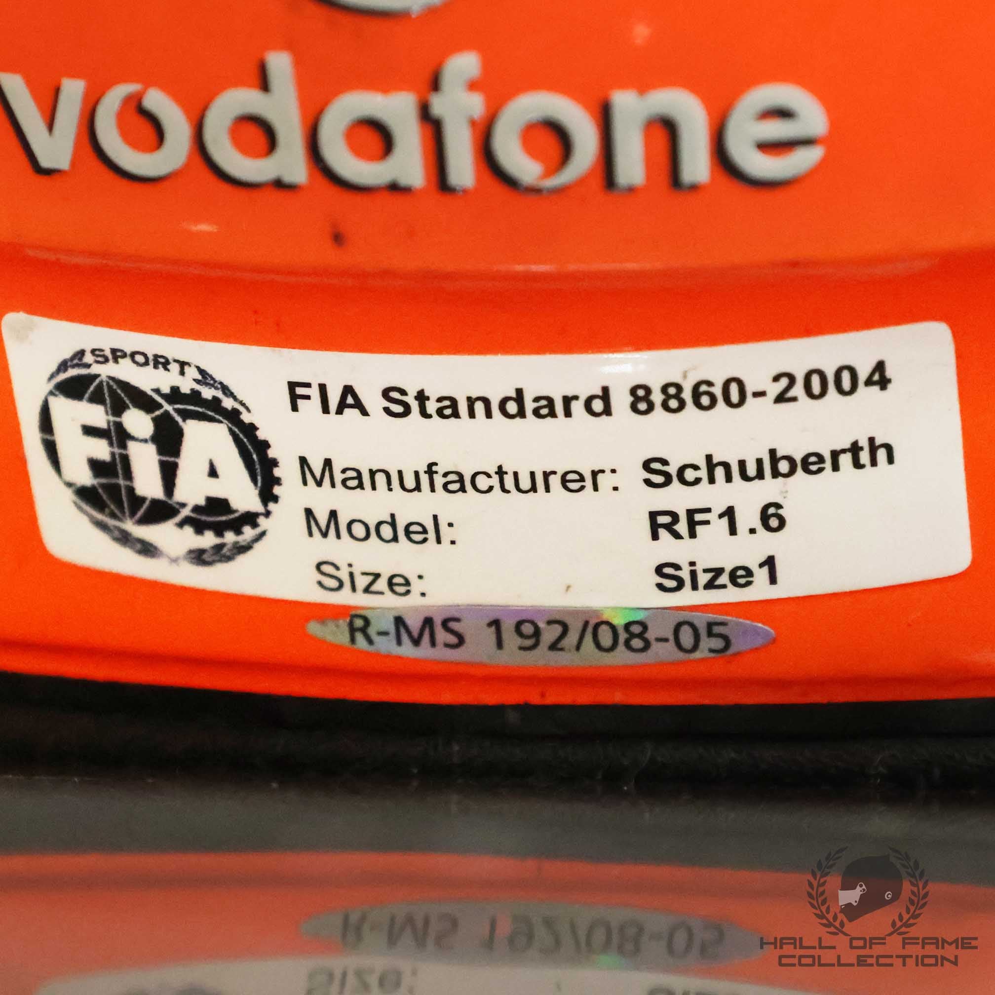 2005 Michael Schumacher Signed Australia/Malaysia Used Scuderia Ferrari F1 Helmet