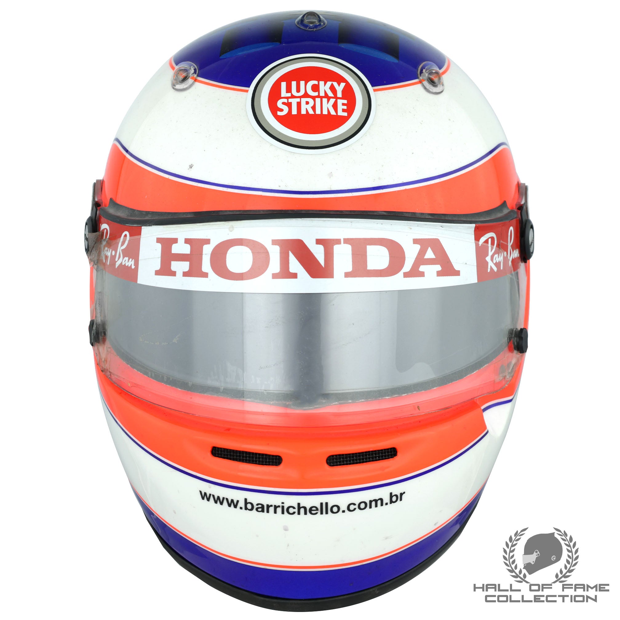 2006 Rubens Barrichello Signed China Japan Race Used Lucky Strike Honda F1 Helmet
